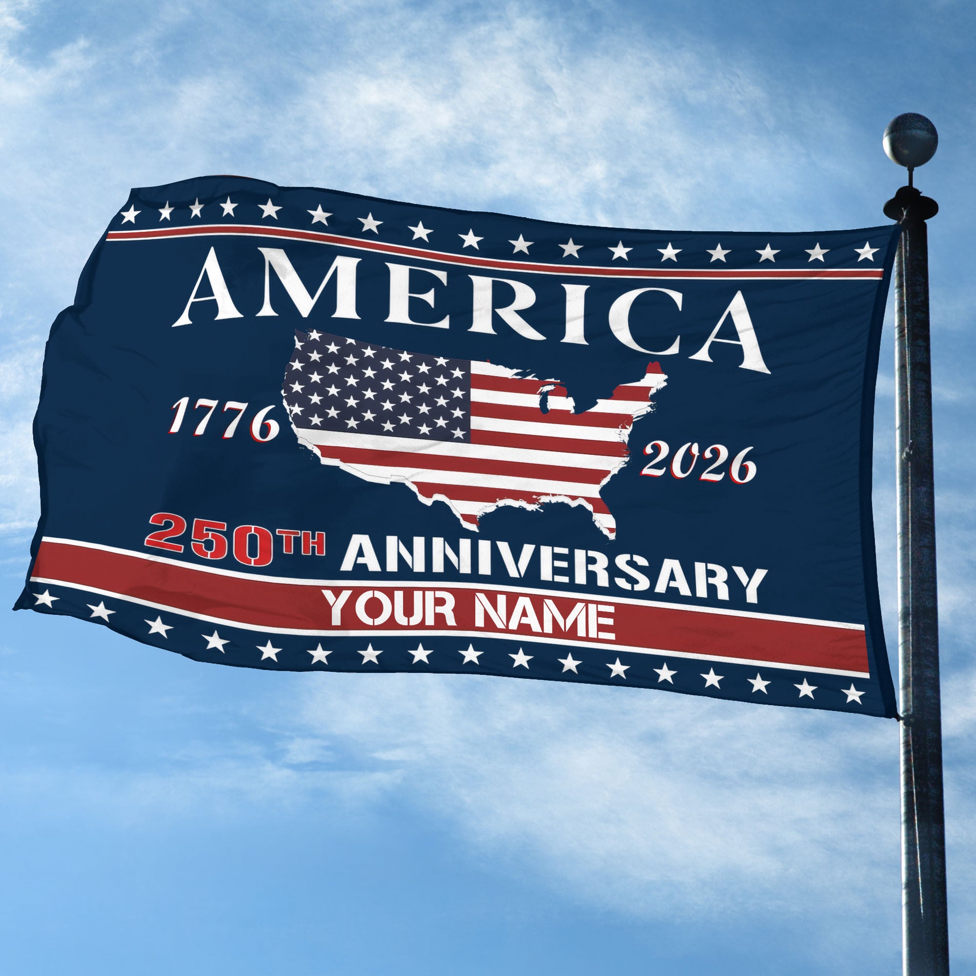 Premium Custom America 250th Anniversary Grommet Flag, America 250th Flag, America 250th Birthday, Best Gifts On Independence Day, Veterans Day.