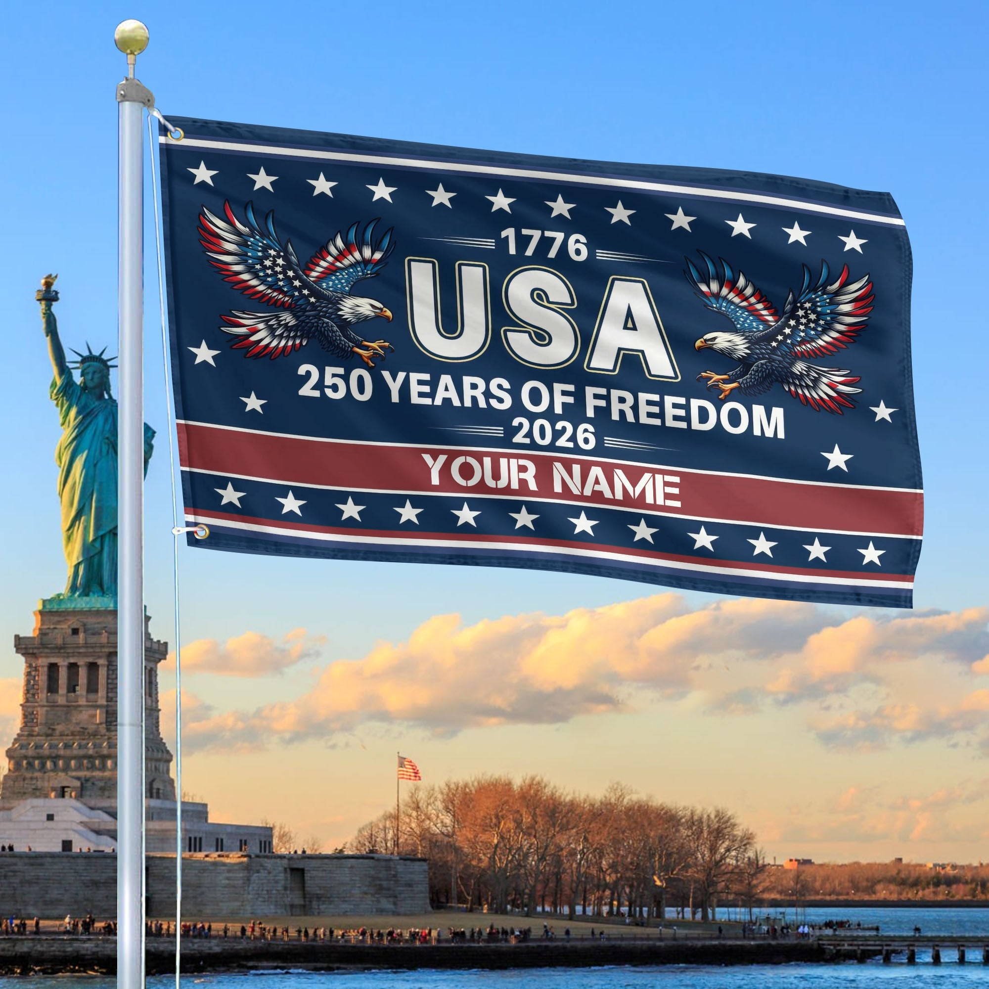 Premium Custom America 250th Anniversary Grommet Flag, America 250th Flag, America 250th Birthday, Best Gifts On Independence Day, Veterans Day.