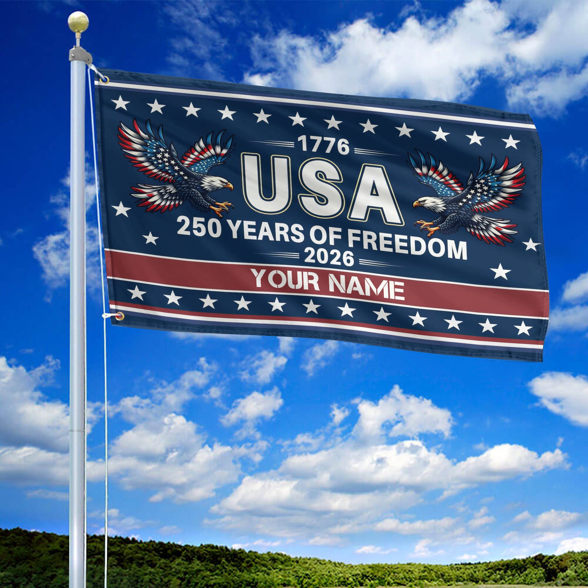 Premium Custom America 250th Anniversary Grommet Flag, America 250th Flag, America 250th Birthday, Best Gifts On Independence Day, Veterans Day.