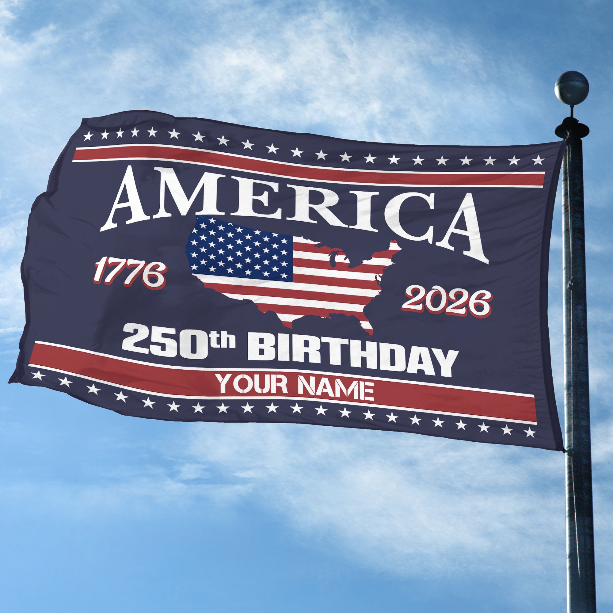 Premium Custom America 250th Anniversary Grommet Flag, America 250th Flag, America 250th Birthday, Best Gifts On Independence Day, Veterans Day.