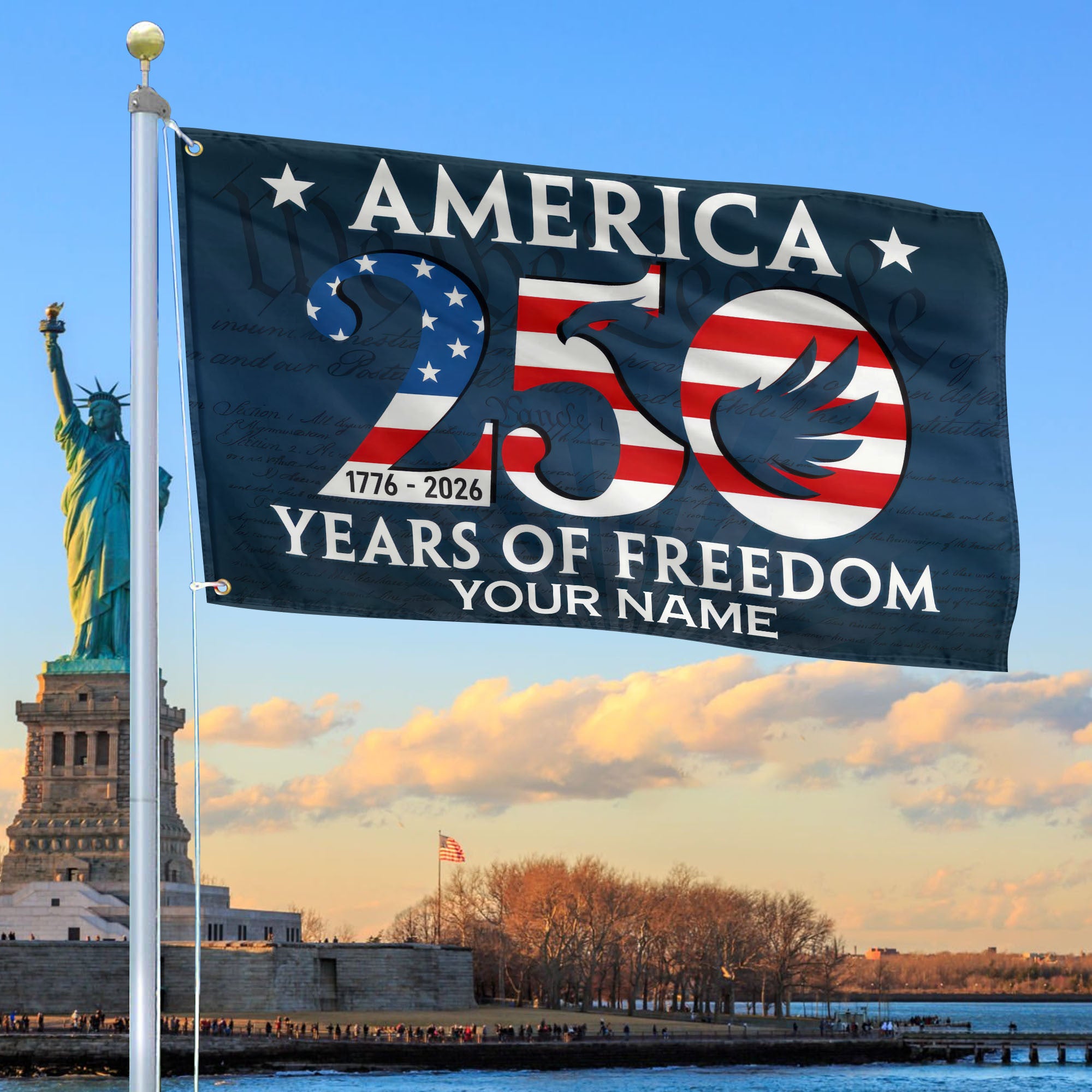 Premium Custom America 250th Anniversary Grommet Flag, America 250th Flag, America 250th Birthday, Best Gifts On Independence Day, Veterans Day.