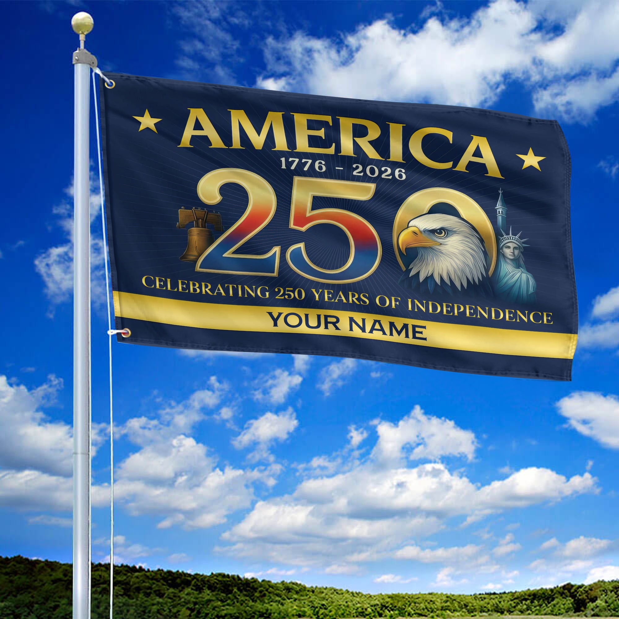 Premium Custom America 250th Anniversary Grommet Flag, America 250th Flag, America 250th Birthday, Best Gifts On Independence Day, Veterans Day.