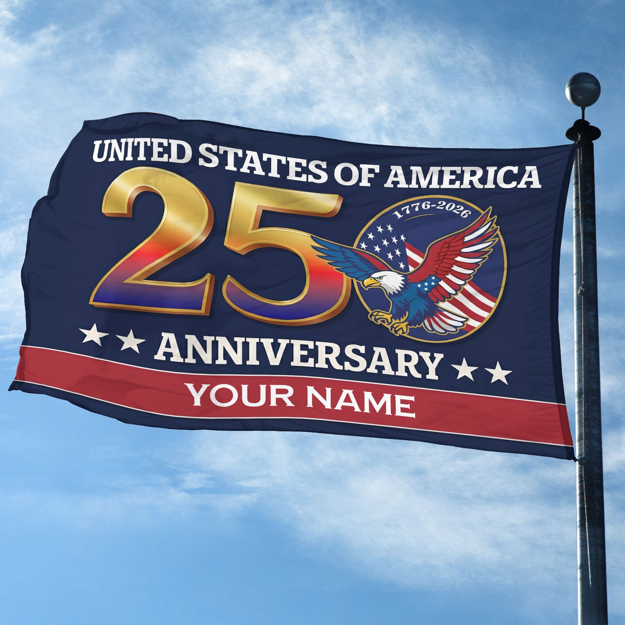 Premium Custom America 250th Anniversary Grommet Flag, America 250th Flag, America 250th Birthday, Best Gifts On Independence Day, Veterans Day.