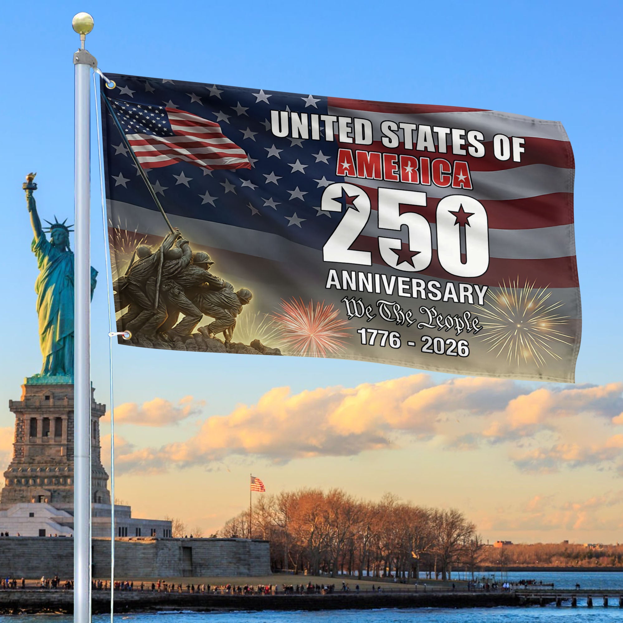 Premium America 250th Anniversary Grommet Flag, America 250th Flag, America 250th Birthday, Best Gifts On Independence Day, Veterans Day.