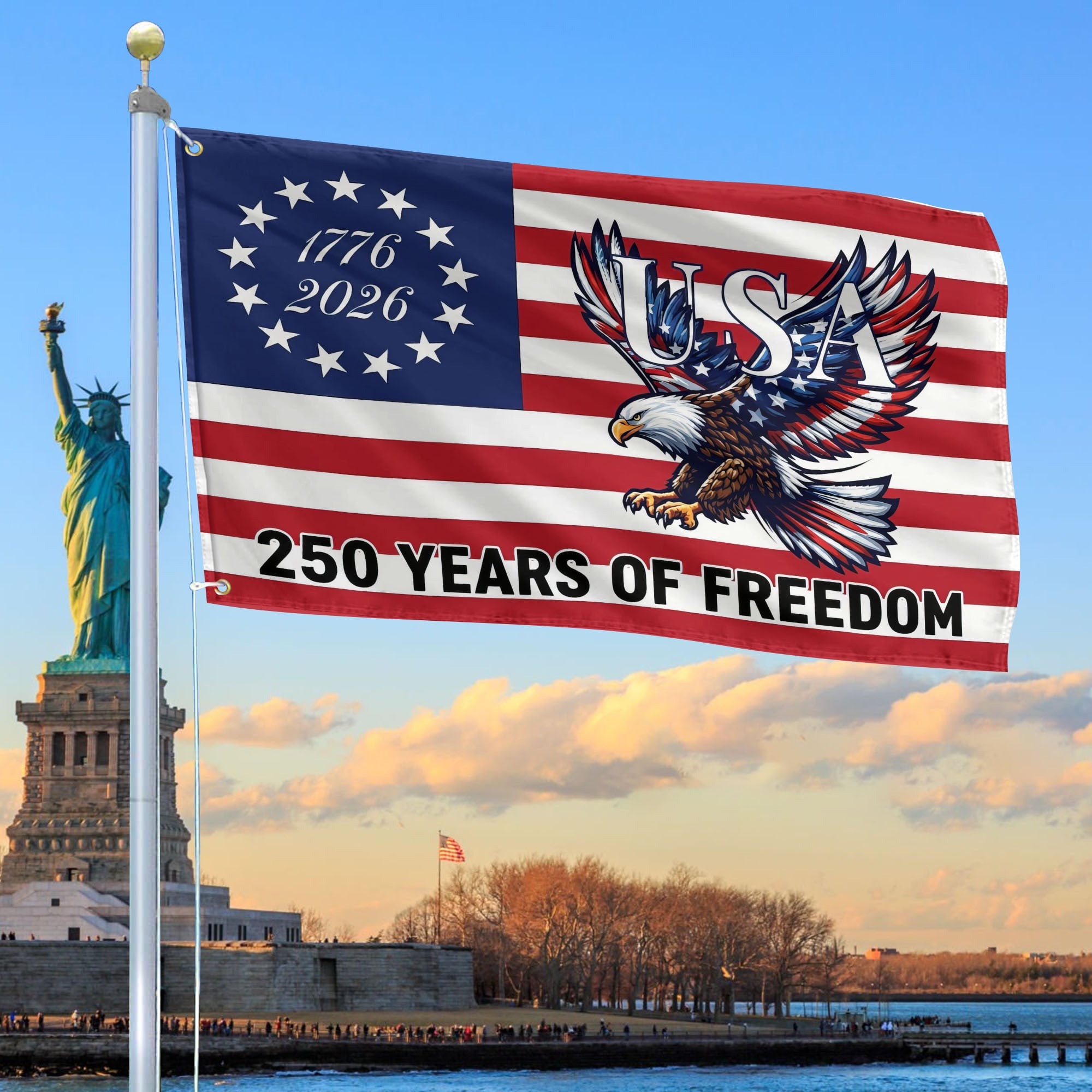 Premium America 250th Anniversary Grommet Flag, America 250th Flag, America 250th Birthday, Best Gifts On Independence Day, Veterans Day.