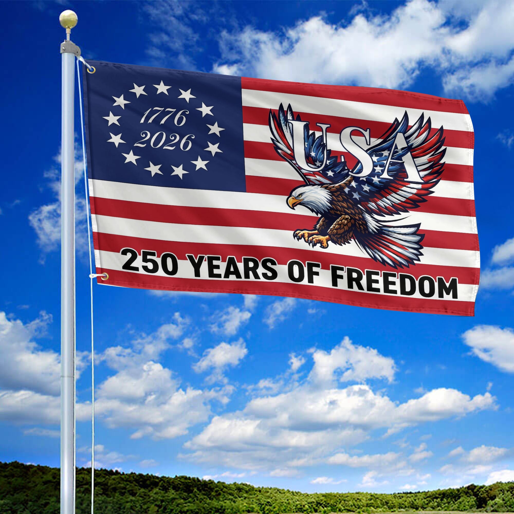 Premium America 250th Anniversary Grommet Flag, America 250th Flag, America 250th Birthday, Best Gifts On Independence Day, Veterans Day.