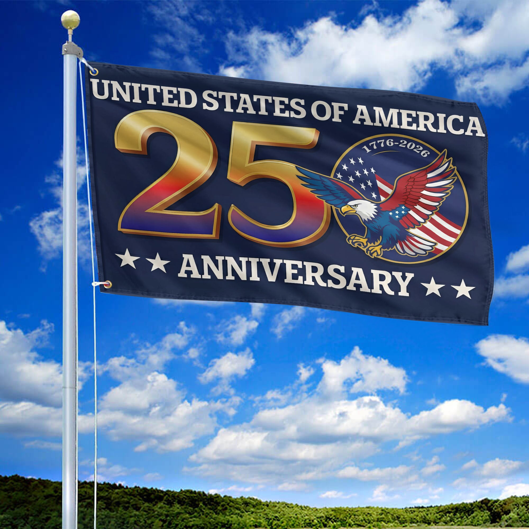 Premium America 250th Anniversary Grommet Flag, America 250th Flag, America 250th Birthday, Best Gifts On Independence Day, Veterans Day.