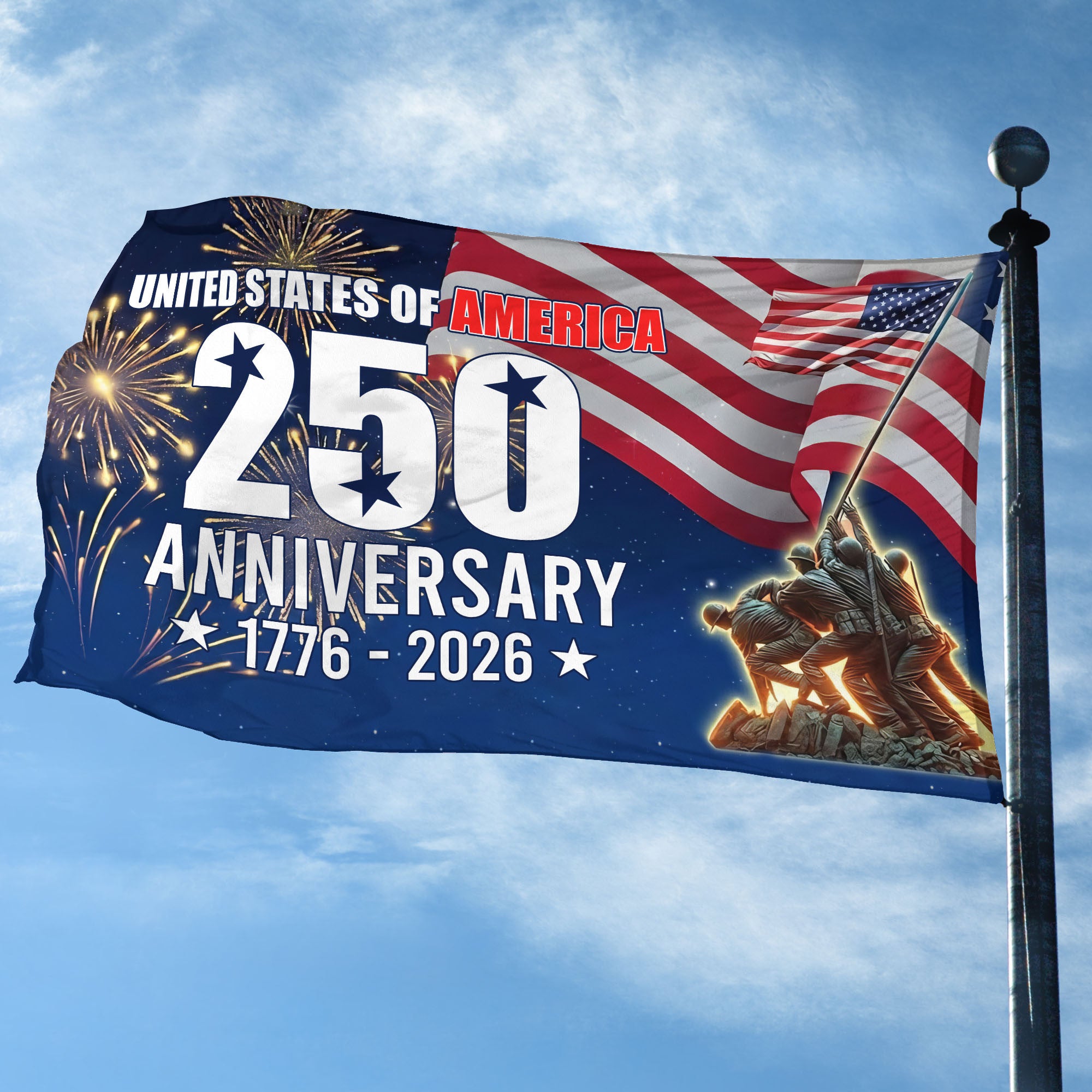 Premium America 250th Anniversary Grommet Flag, America 250th Flag, America 250th Birthday, Best Gifts On Independence Day, Veterans Day.