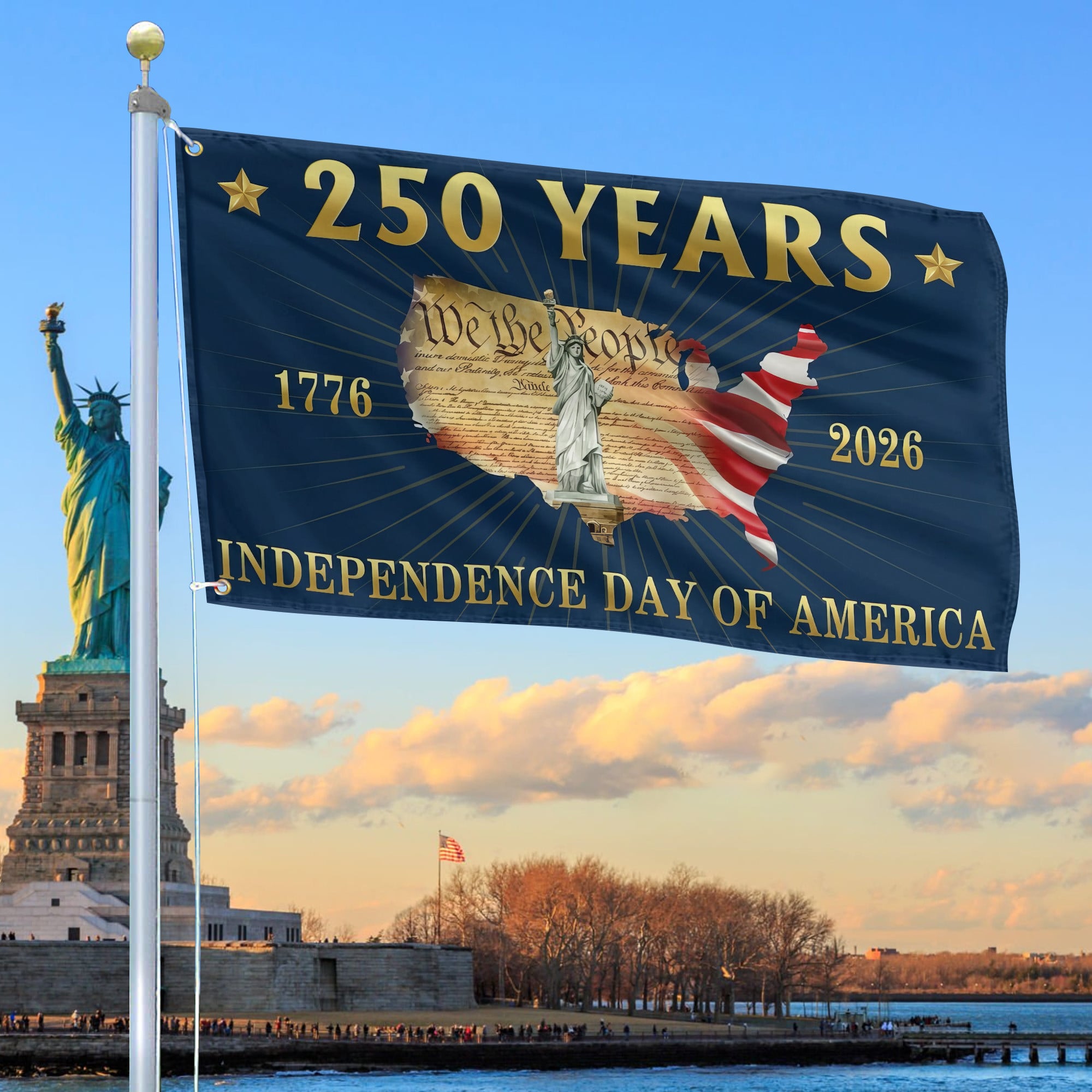 Premium America 250th Anniversary Grommet Flag, America 250th Flag, America 250th Birthday, Best Gifts On Independence Day, Veterans Day.