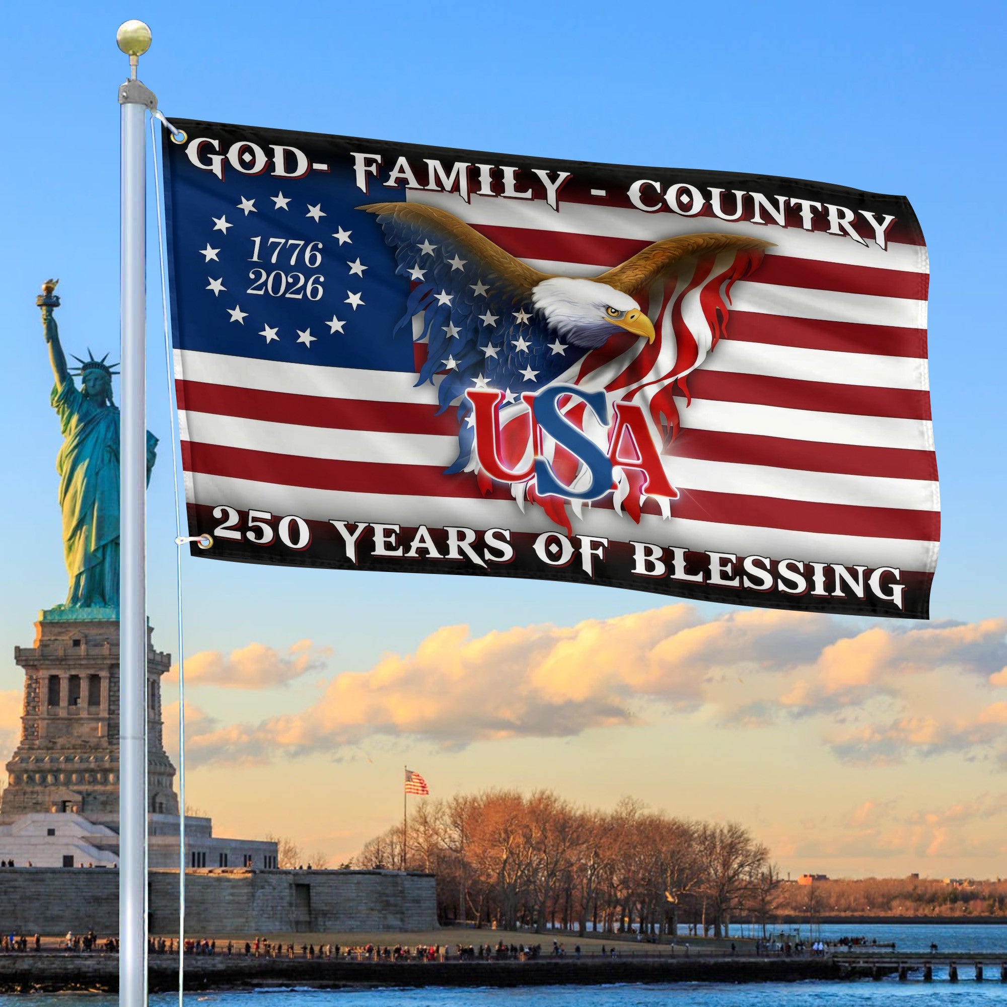 Premium America 250th Anniversary Grommet Flag, America 250th Flag, America 250th Birthday, Best Gifts On Independence Day, Veterans Day.
