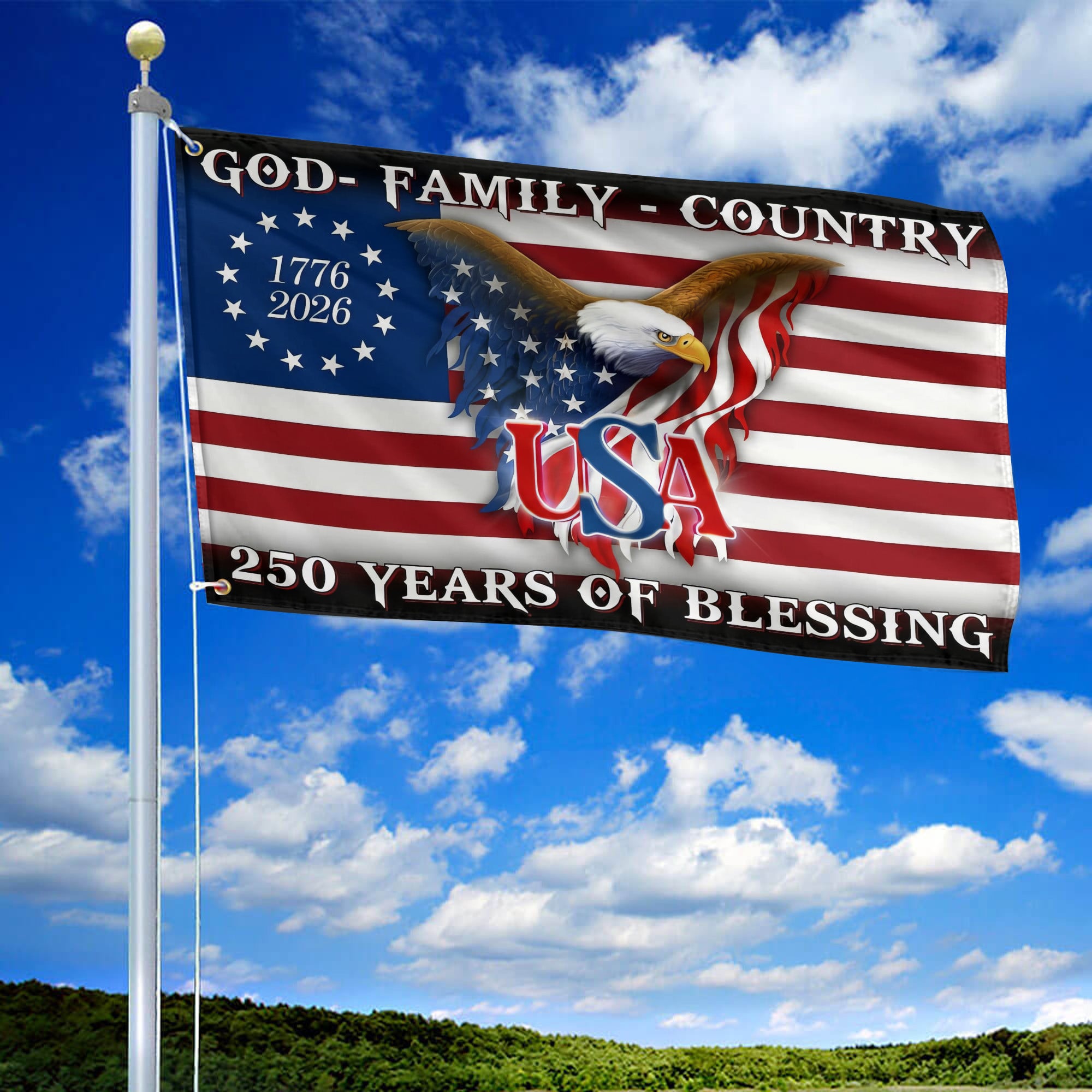 Premium America 250th Anniversary Grommet Flag, America 250th Flag, America 250th Birthday, Best Gifts On Independence Day, Veterans Day.