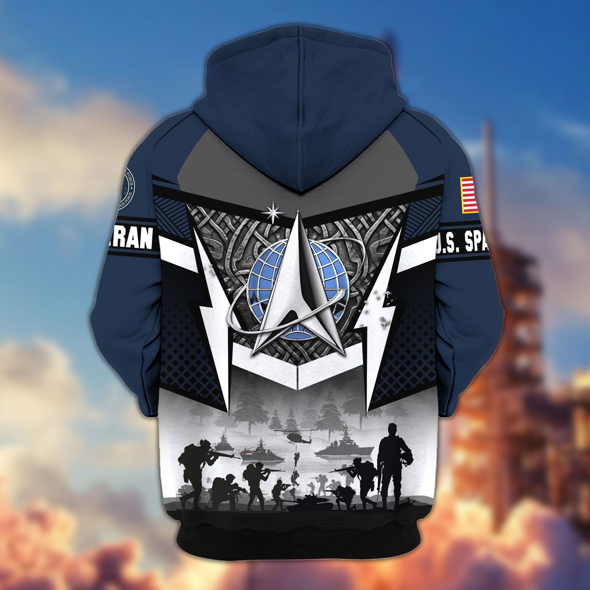 Premium US Veterans Zip Hoodie, Gifts For US Veterans, Gifts On Father's Day, Veterans Day.