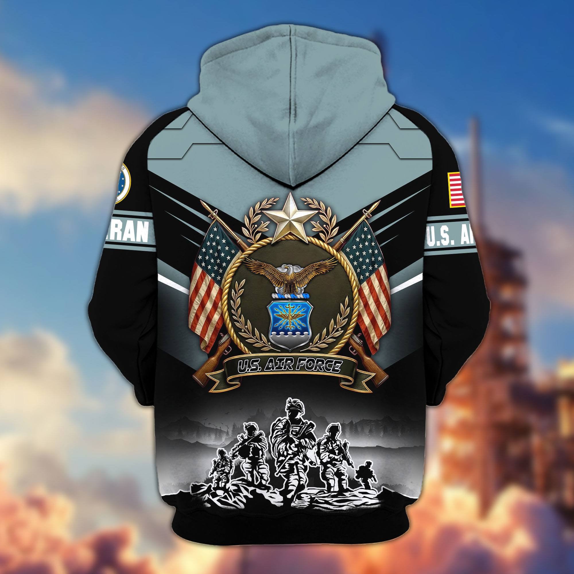 Premium US Veterans Zip Hoodie, Gifts For US Veterans, Gifts On Father's Day, Veterans Day.