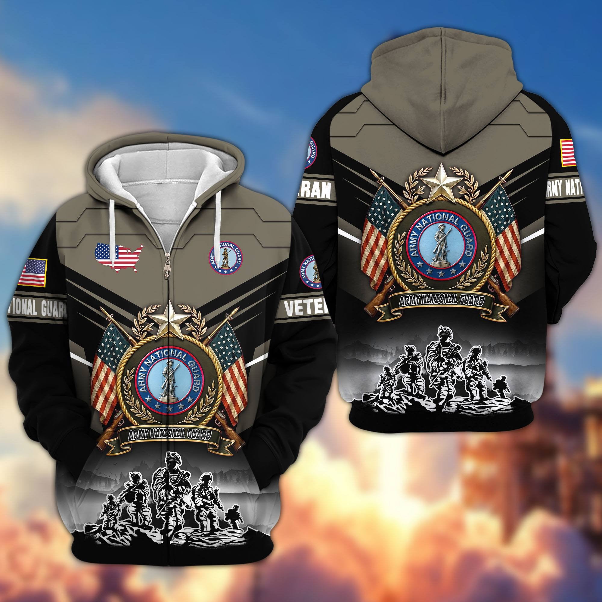 Premium US Veterans Zip Hoodie, Gifts For US Veterans, Gifts On Father's Day, Veterans Day.