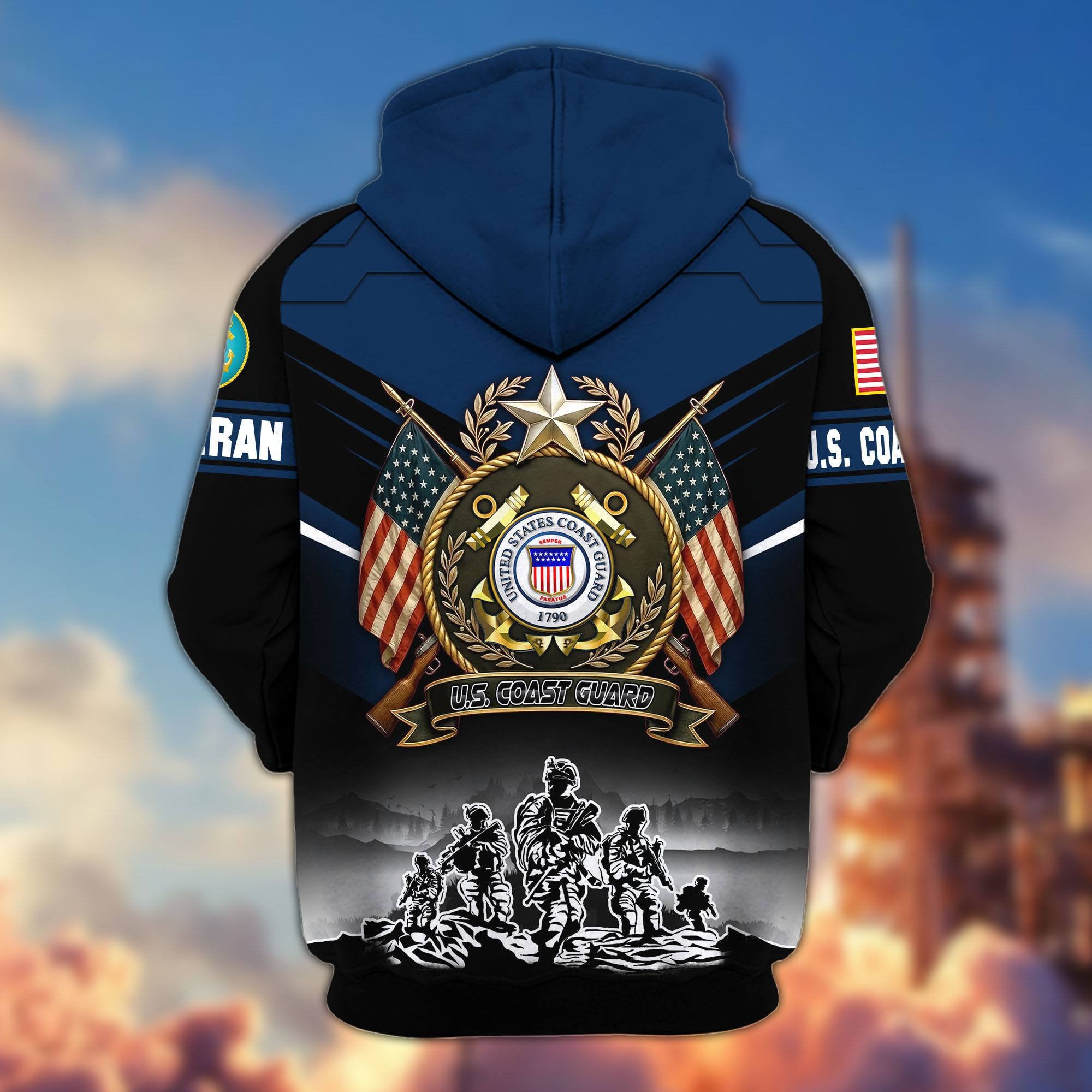 Premium US Veterans Zip Hoodie, Gifts For US Veterans, Gifts On Father's Day, Veterans Day.