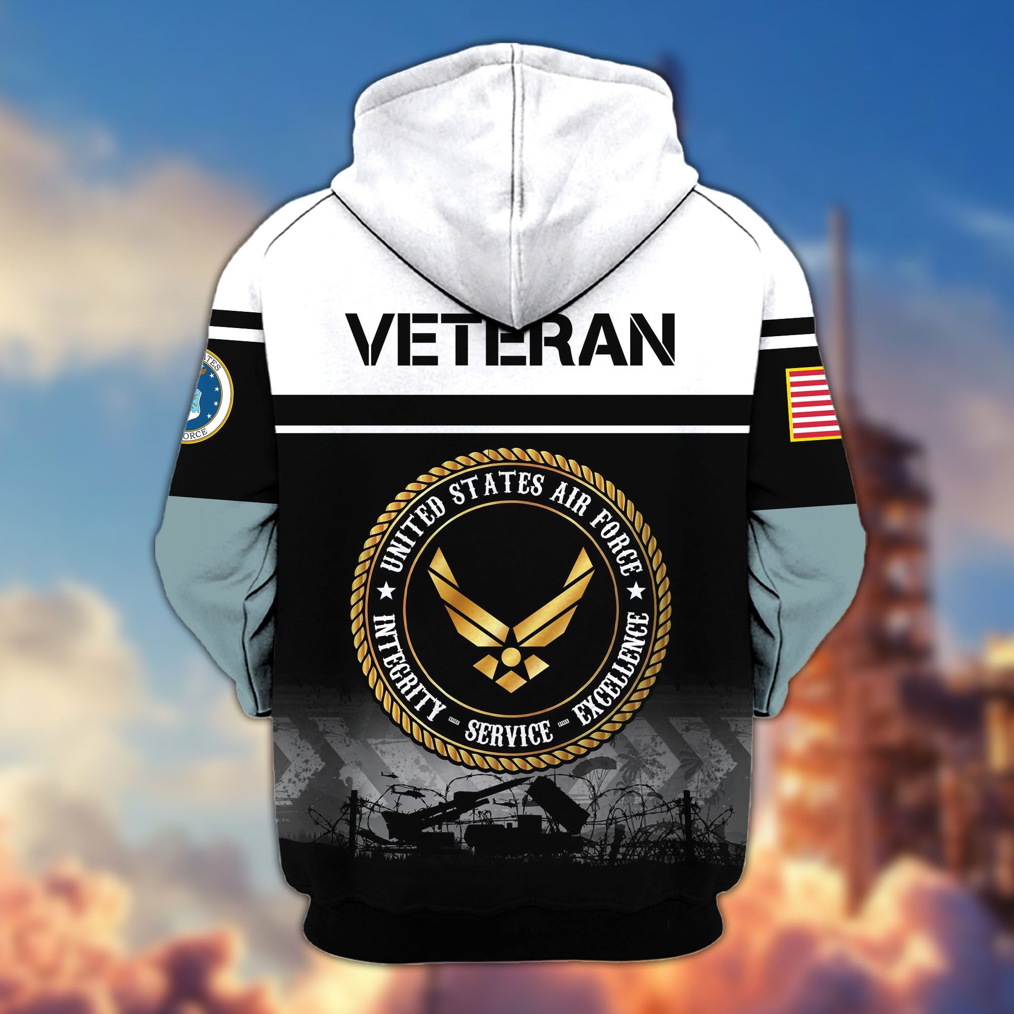 Premium US Veterans Zip Hoodie, Gifts For US Veterans, Gifts On Father's Day, Veterans Day.
