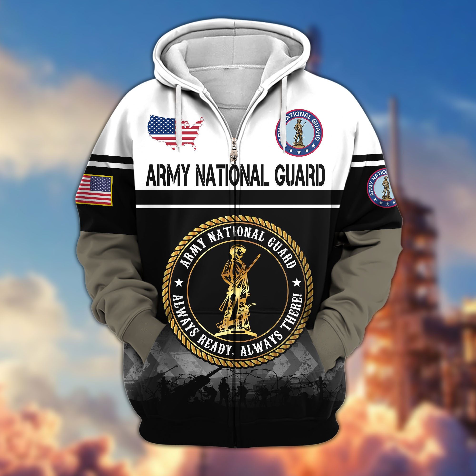 Premium US Veterans Zip Hoodie, Gifts For US Veterans, Gifts On Father's Day, Veterans Day.