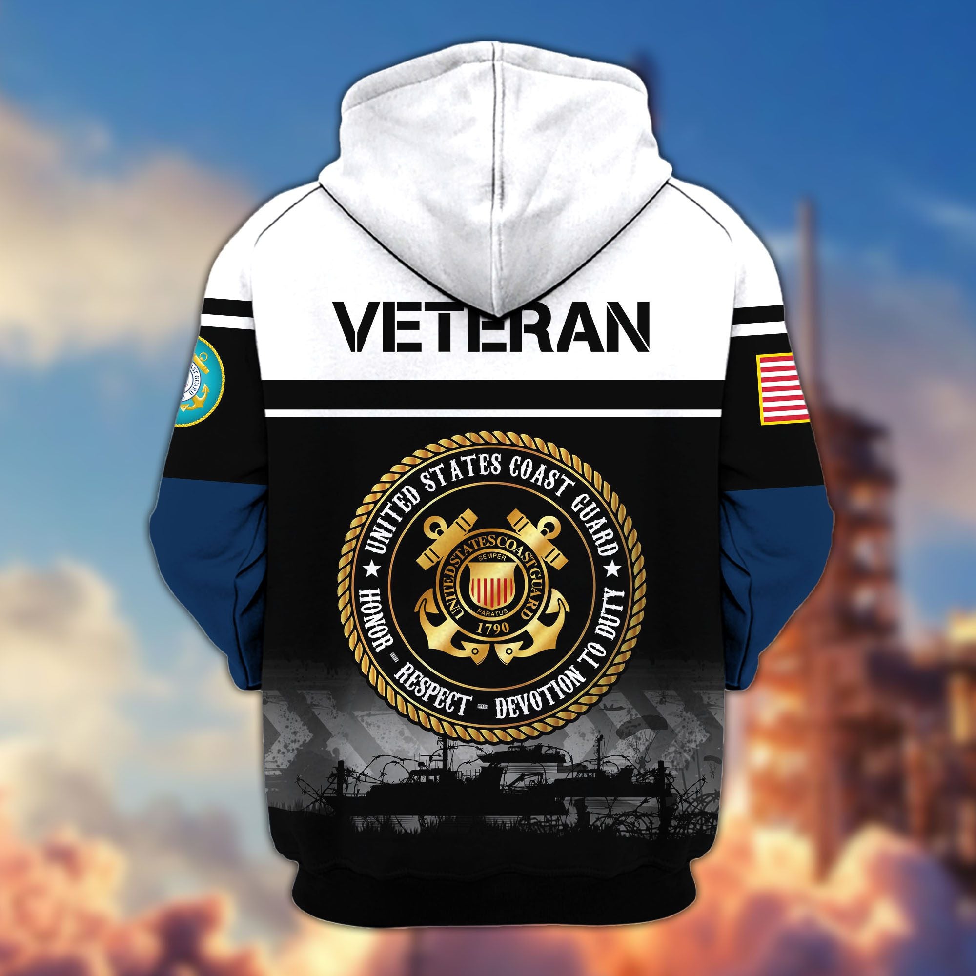 Premium US Veterans Zip Hoodie, Gifts For US Veterans, Gifts On Father's Day, Veterans Day.