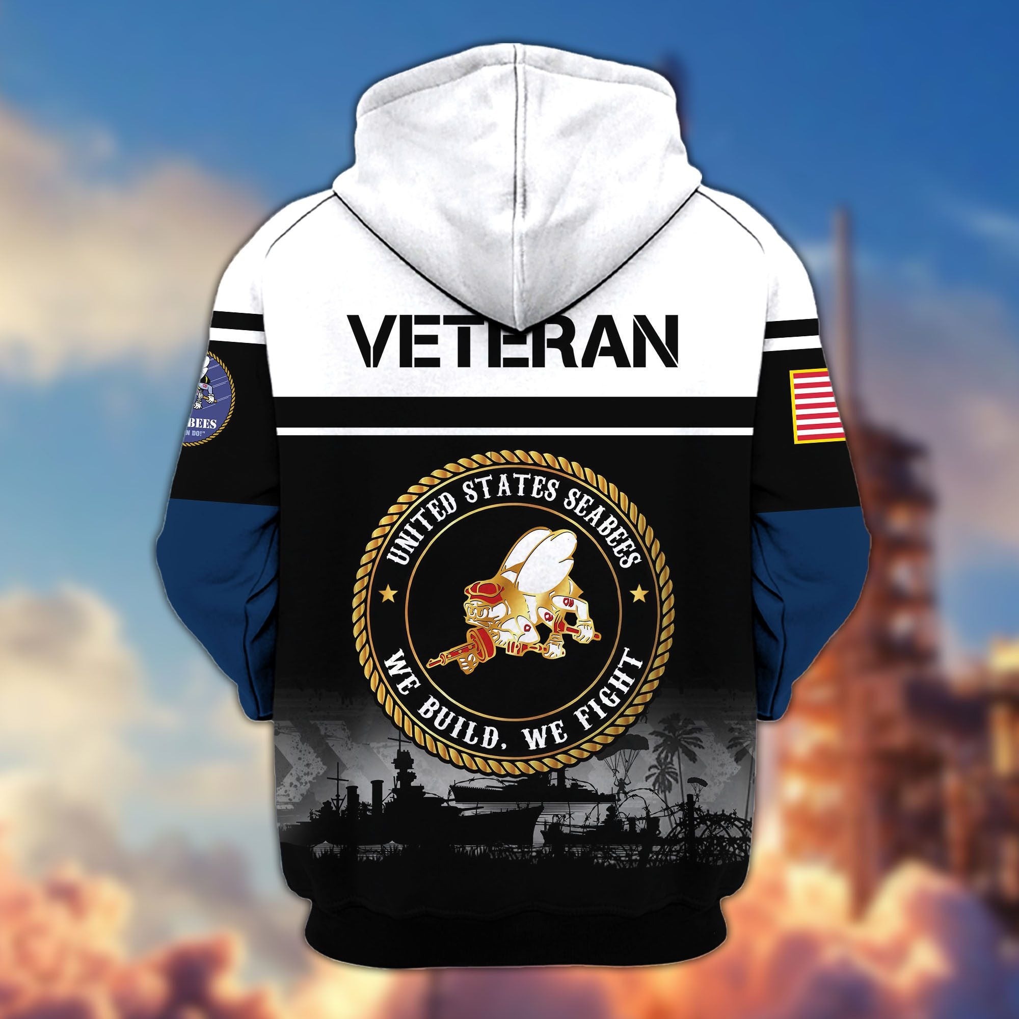 Premium US Veterans Zip Hoodie, Gifts For US Veterans, Gifts On Father's Day, Veterans Day.