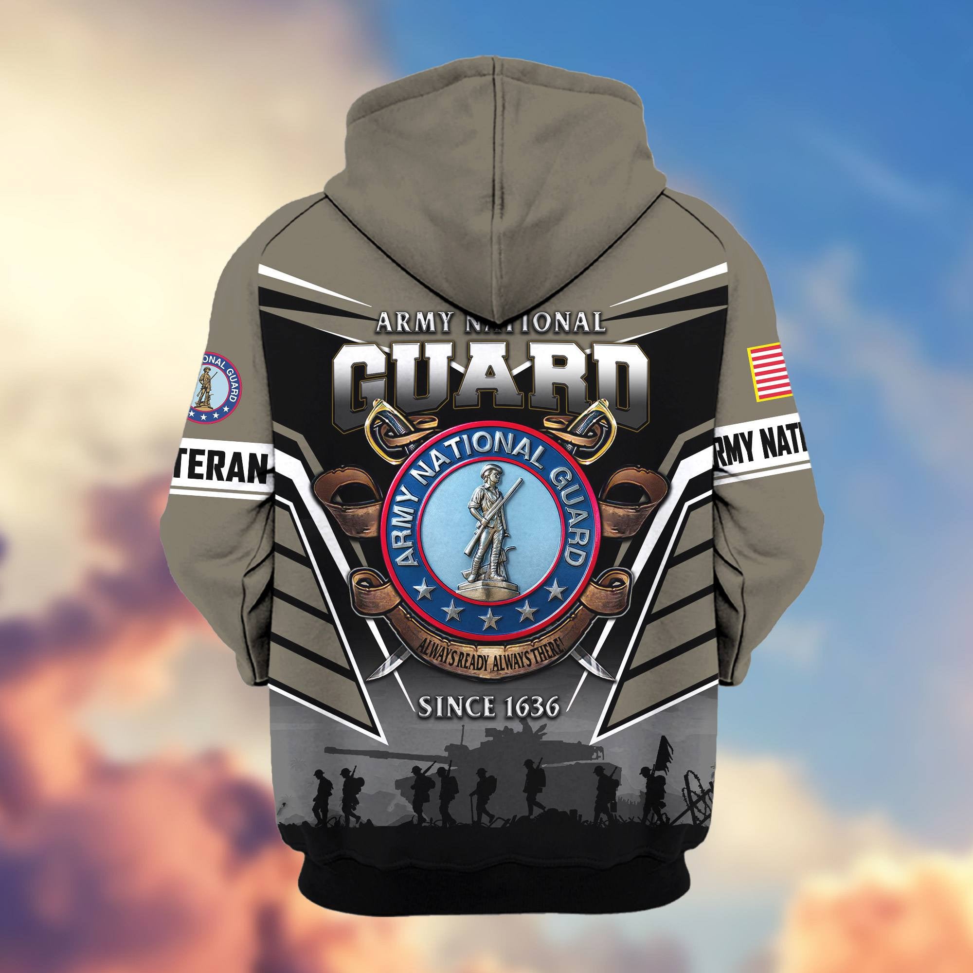 Premium US Veterans Zip Hoodie, Gifts For US Veterans, Gifts On Father's Day, Veterans Day.