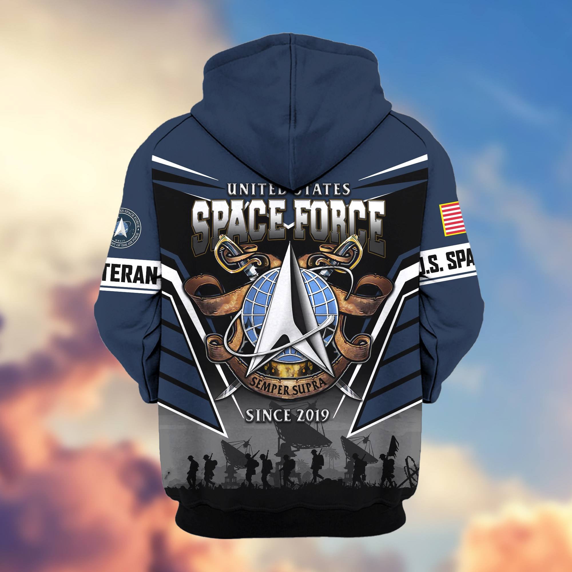 Premium US Veterans Zip Hoodie, Gifts For US Veterans, Gifts On Father's Day, Veterans Day.