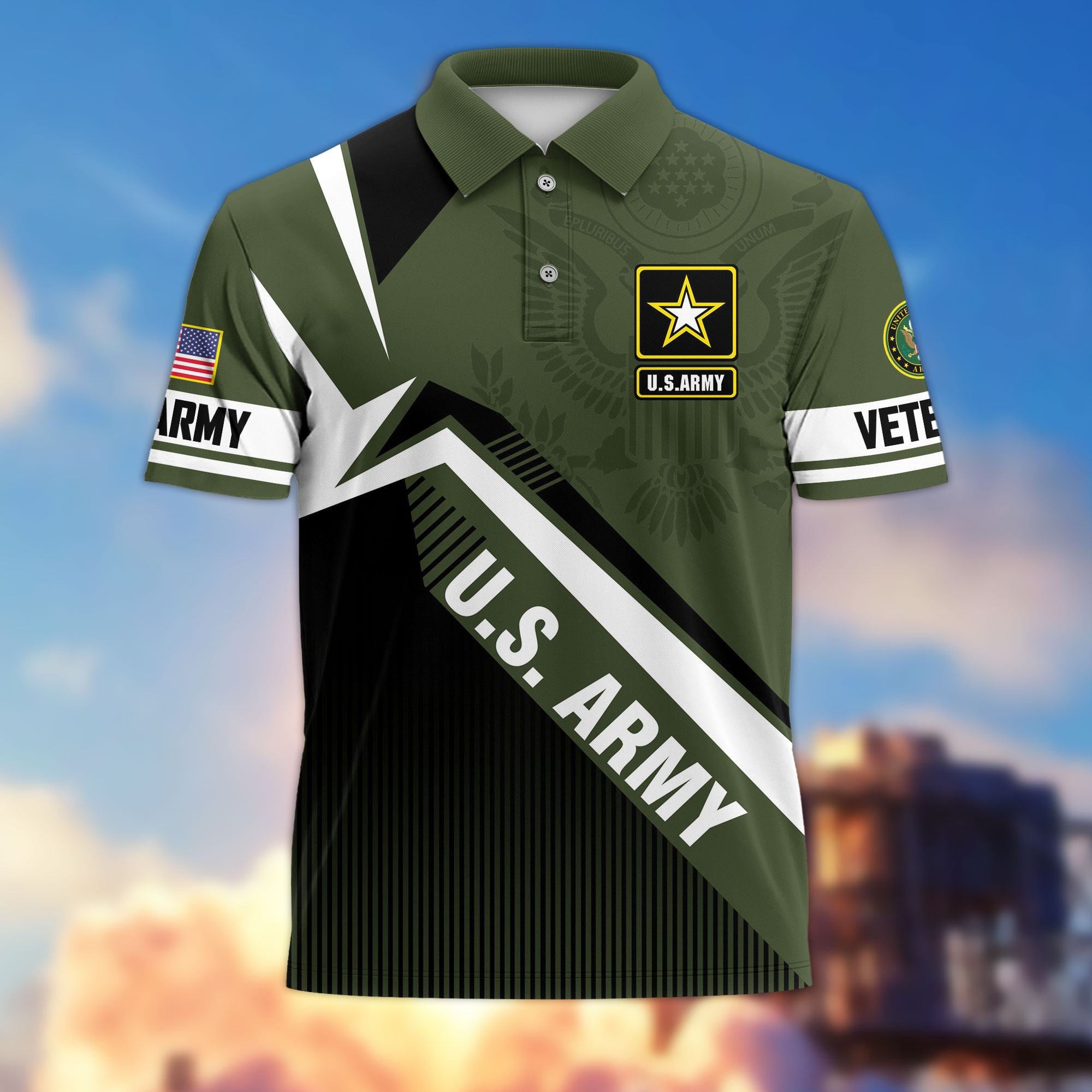 Premium US Veterans Polo Shirt, Gifts For US Veterans, Gifts On Father's Day, Veterans Day.