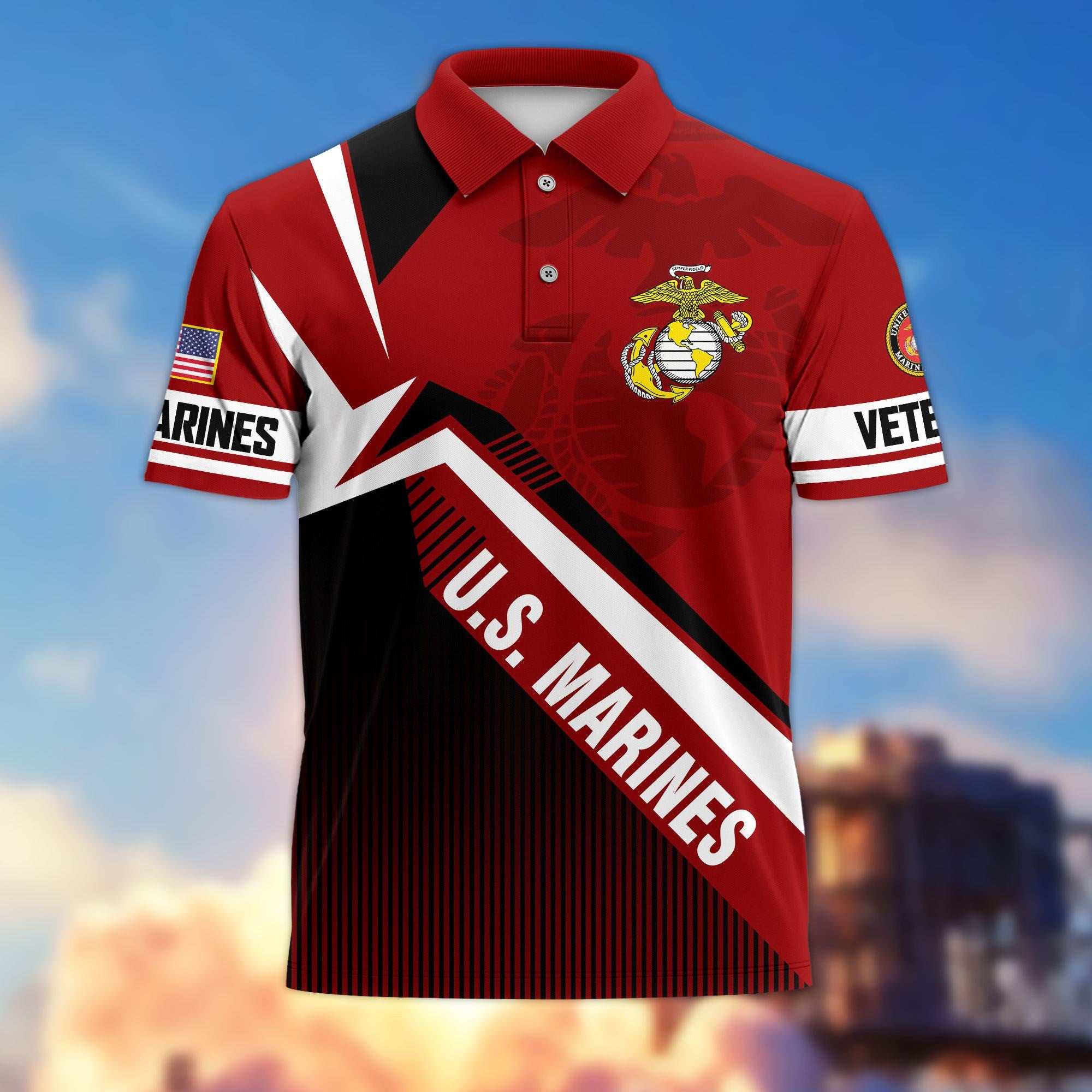Premium US Veterans Polo Shirt, Gifts For US Veterans, Gifts On Father's Day, Veterans Day.