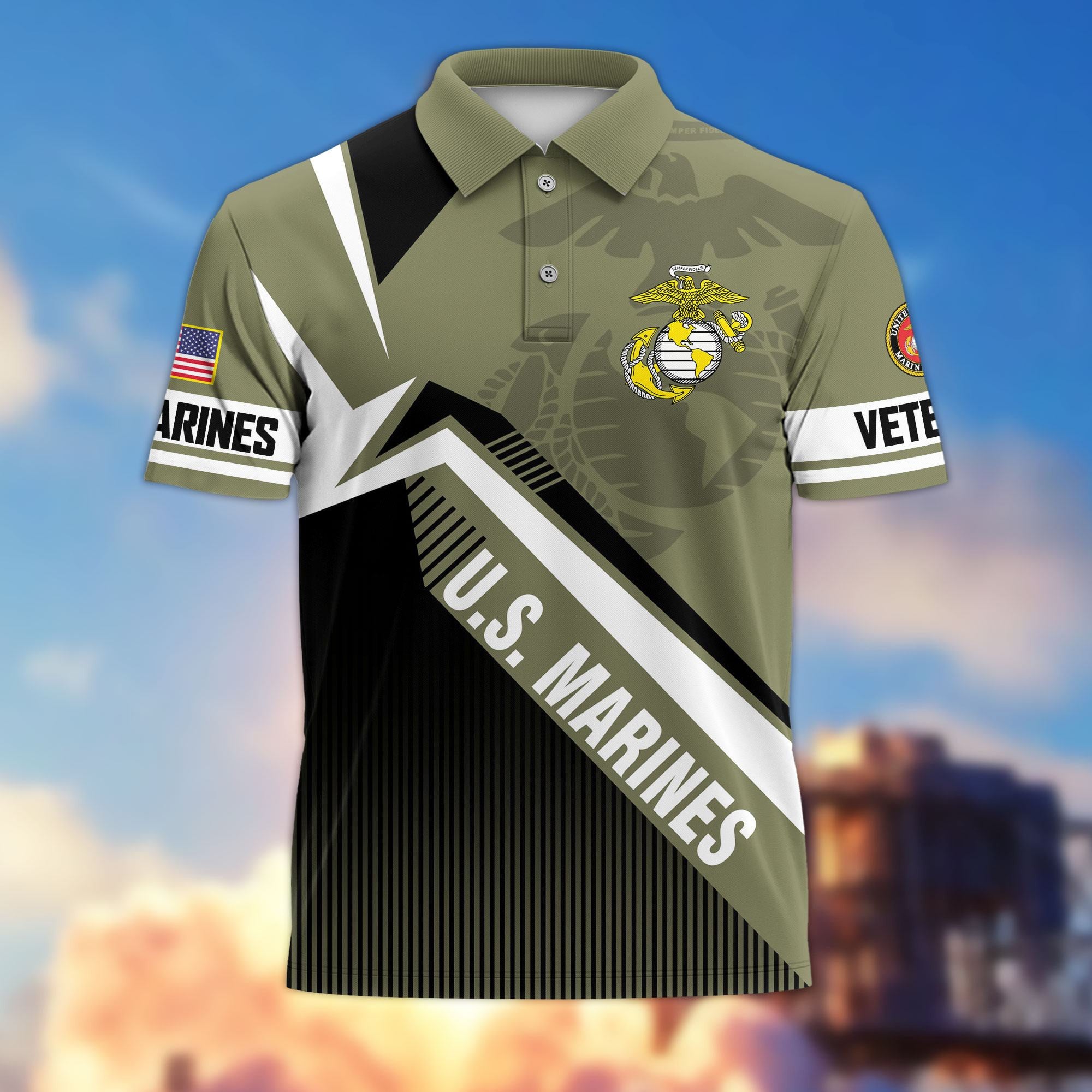 Premium US Veterans Polo Shirt, Gifts For US Veterans, Gifts On Father's Day, Veterans Day.