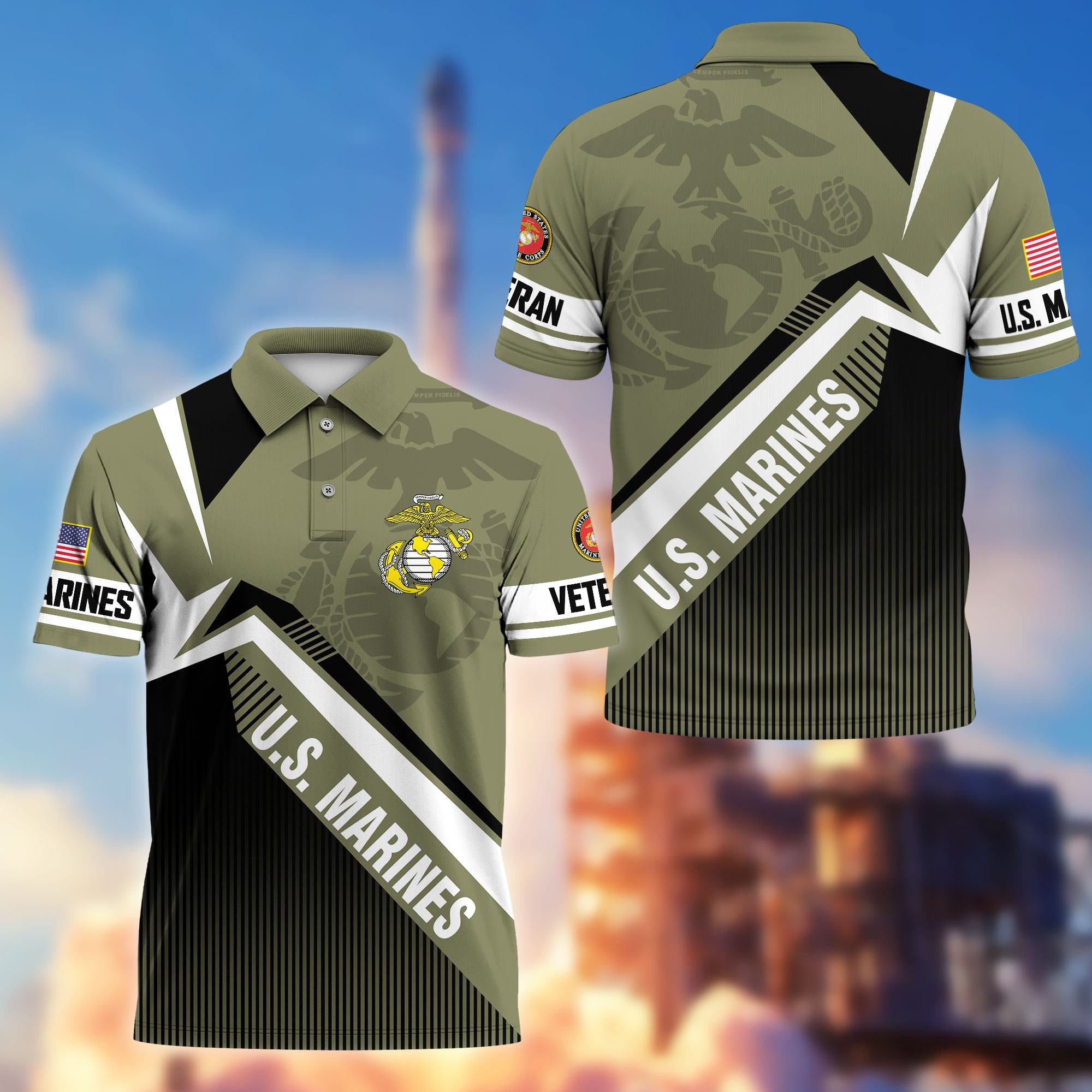Premium US Veterans Polo Shirt, Gifts For US Veterans, Gifts On Father's Day, Veterans Day.
