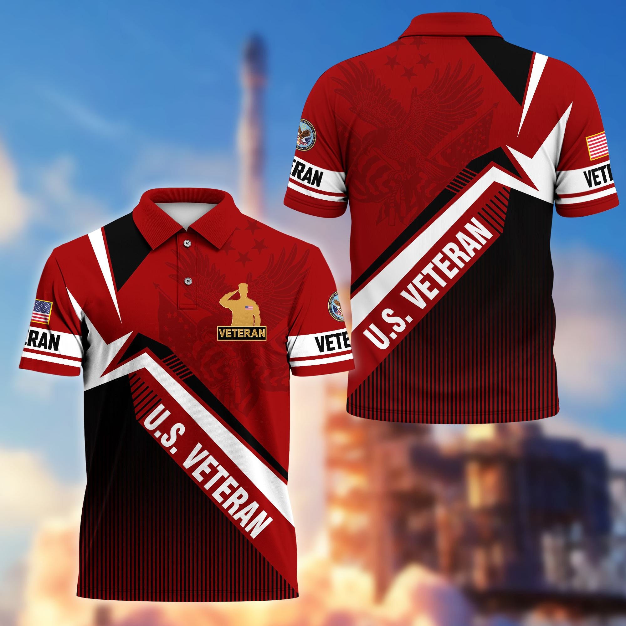 Premium US Veterans Polo Shirt, Gifts For US Veterans, Gifts On Father's Day, Veterans Day.