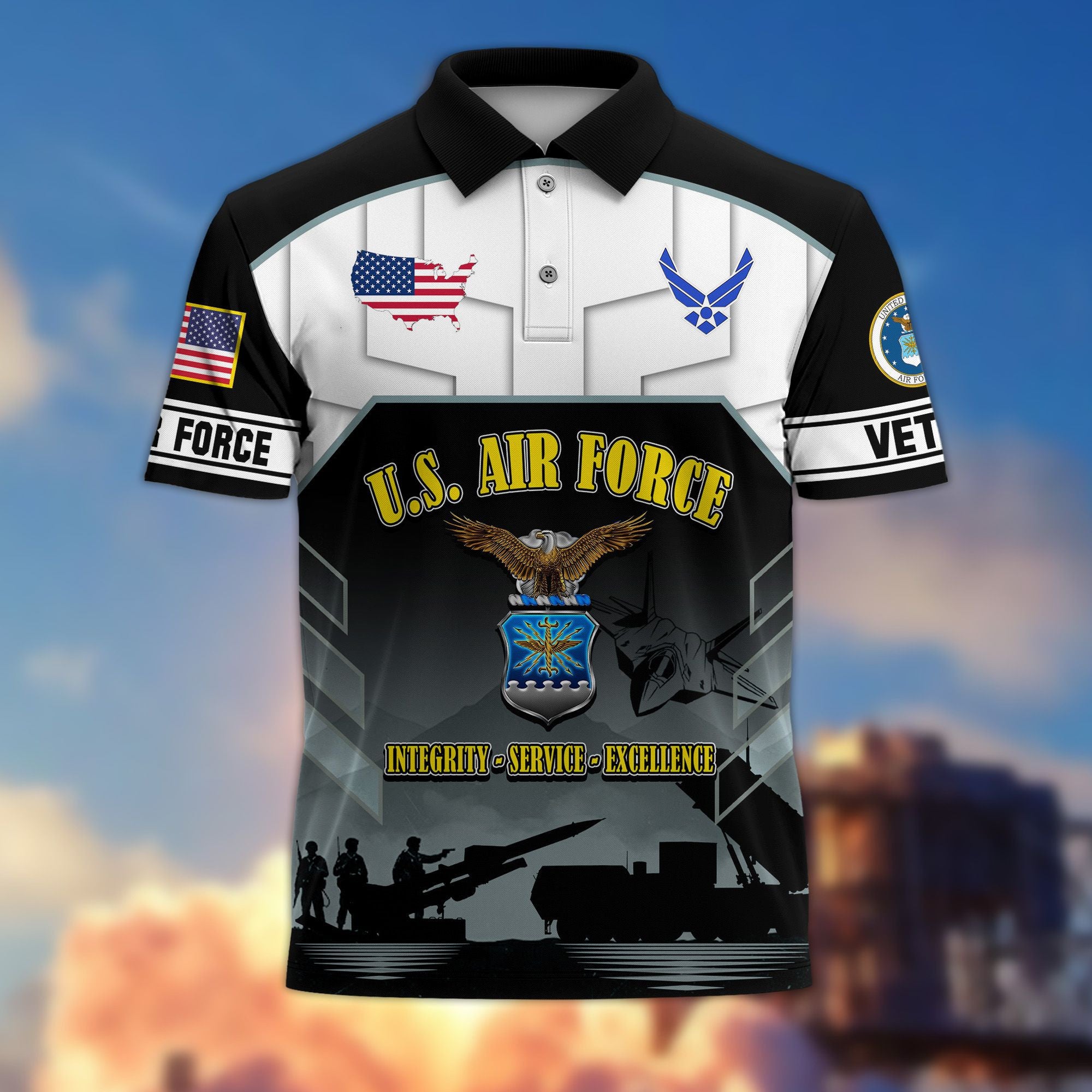 Premium US Veterans Polo Shirt, Gifts For US Veterans, Gifts On Father's Day, Veterans Day.