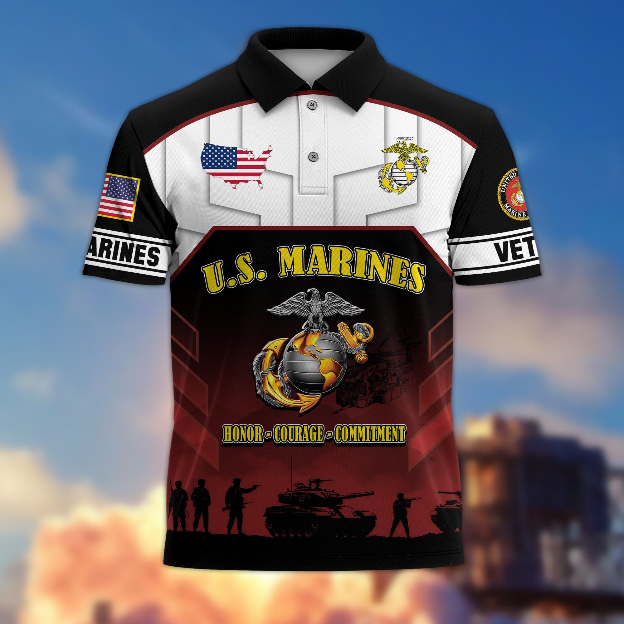 Premium US Veterans Polo Shirt, Gifts For US Veterans, Gifts On Father's Day, Veterans Day.