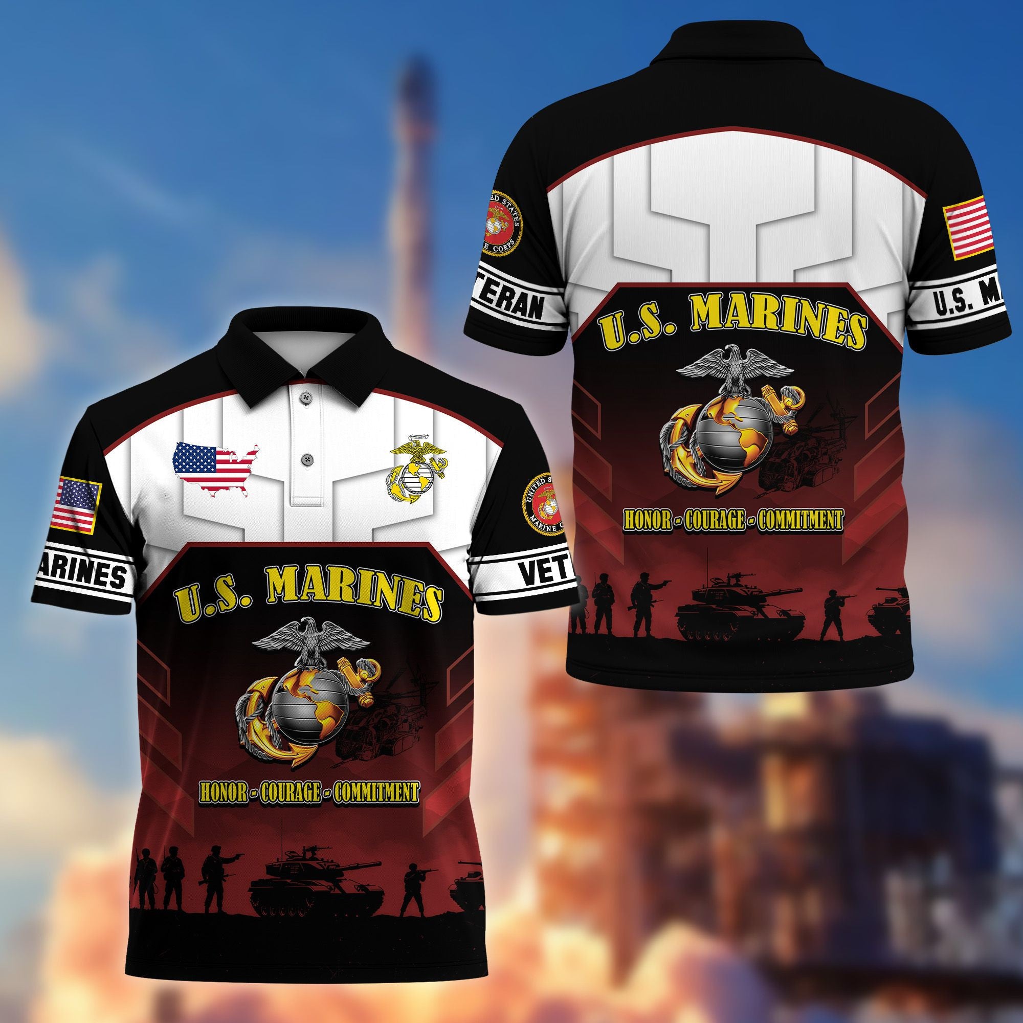 Premium US Veterans Polo Shirt, Gifts For US Veterans, Gifts On Father's Day, Veterans Day.