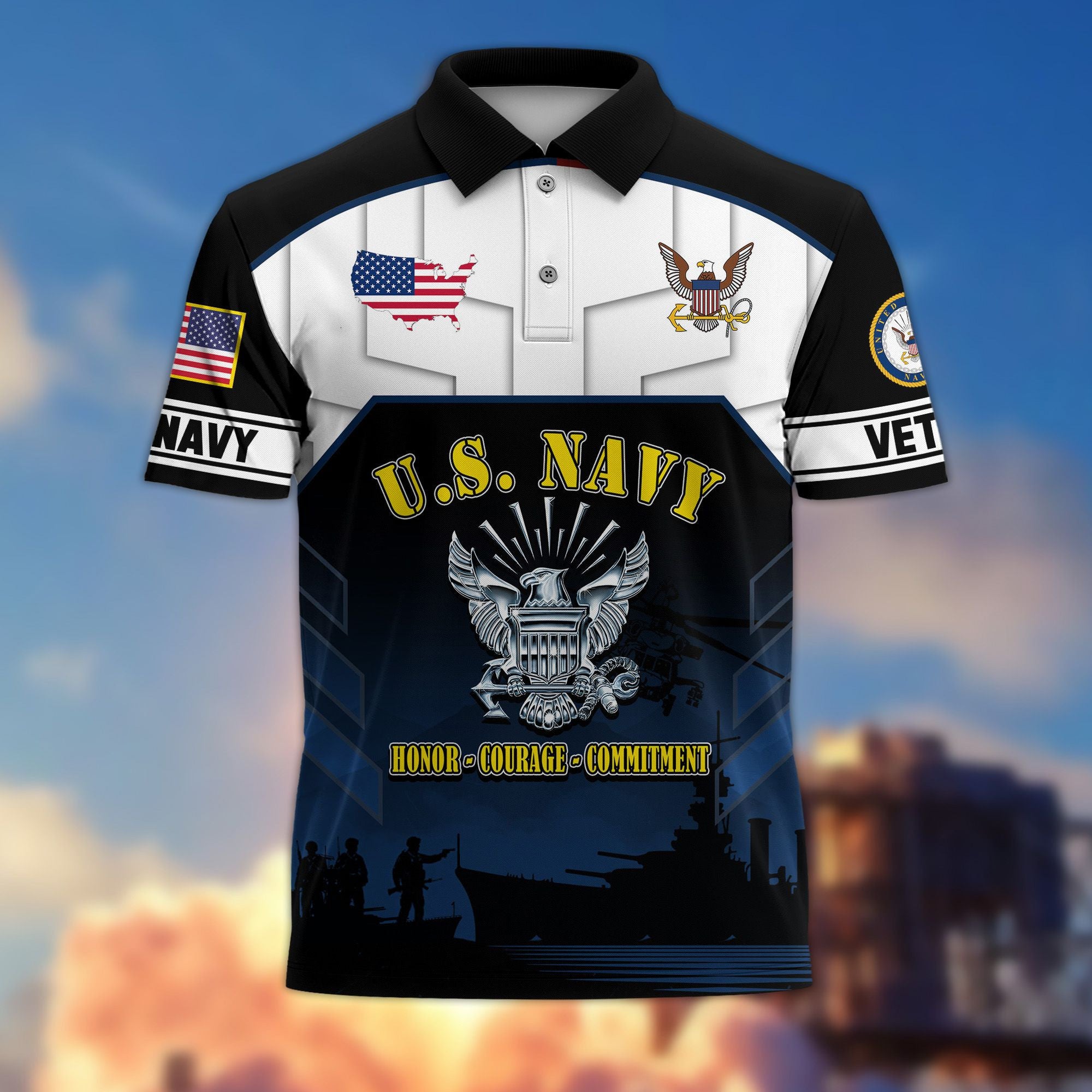 Premium US Veterans Polo Shirt, Gifts For US Veterans, Gifts On Father's Day, Veterans Day.