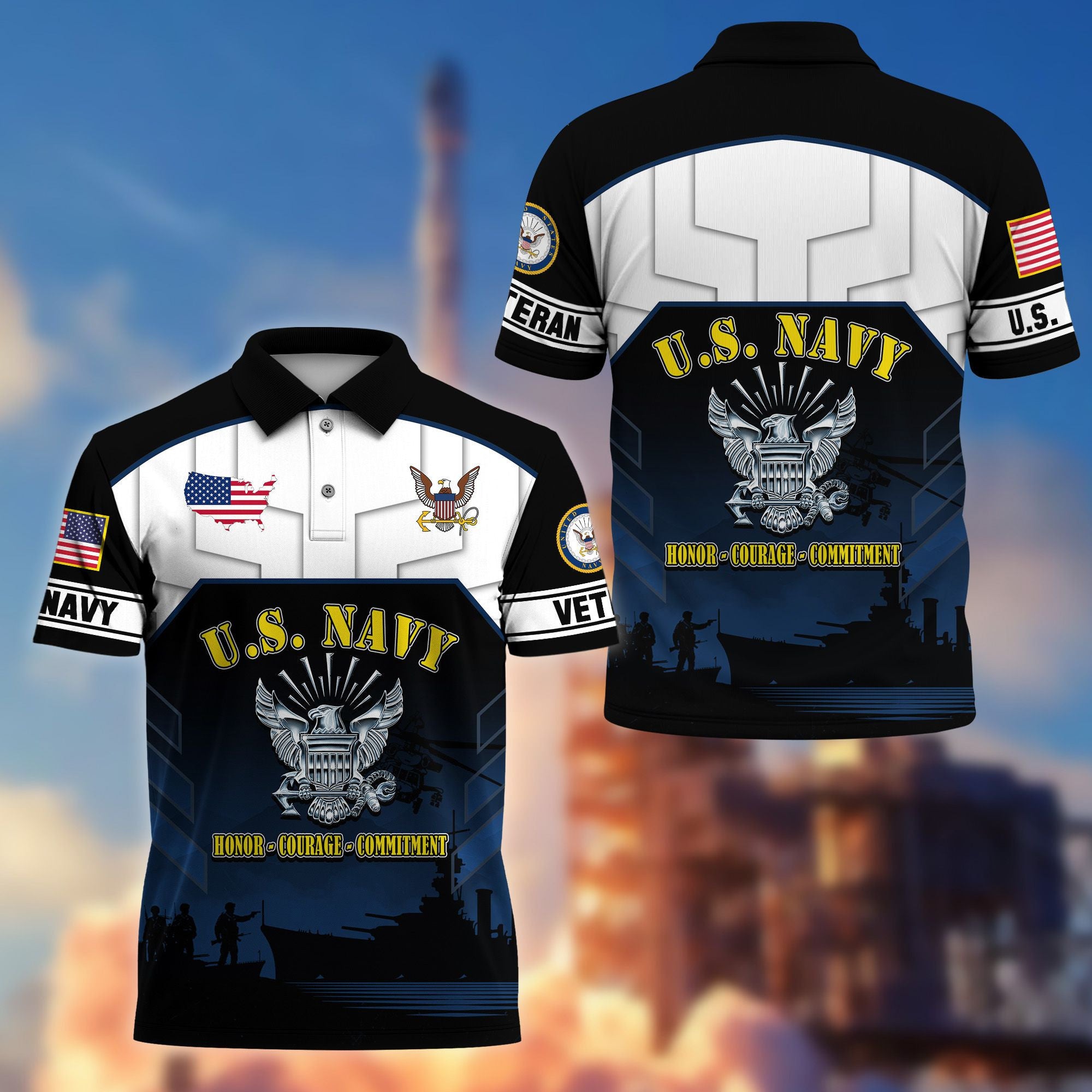 Premium US Veterans Polo Shirt, Gifts For US Veterans, Gifts On Father's Day, Veterans Day.