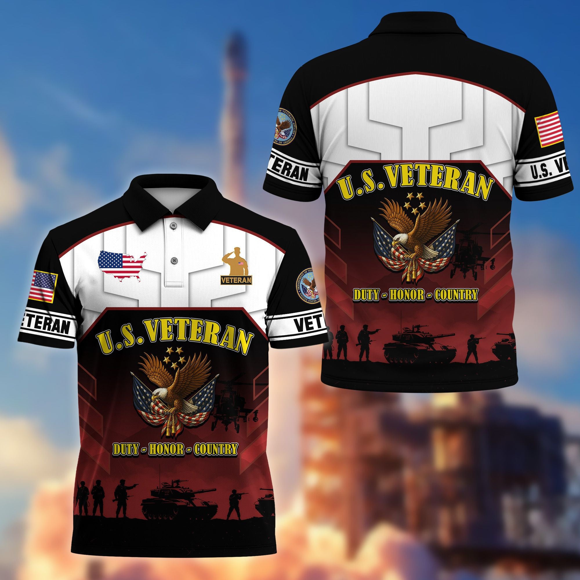 Premium US Veterans Polo Shirt, Gifts For US Veterans, Gifts On Father's Day, Veterans Day.