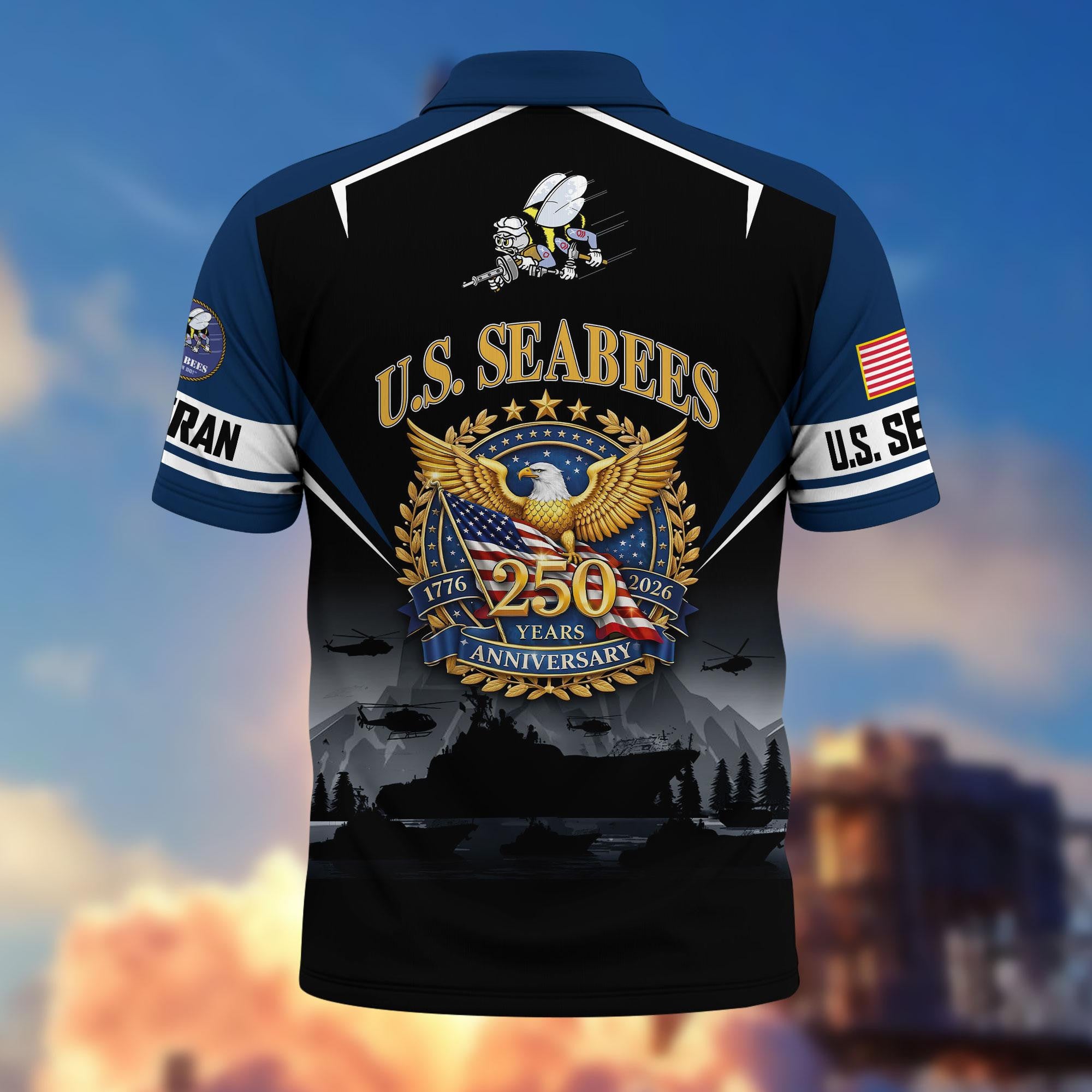 Premium America 250th Anniversary US Veteran Polo Shirt, Gifts for U.S. Veterans, Gifts for Independence Day, Veterans Day