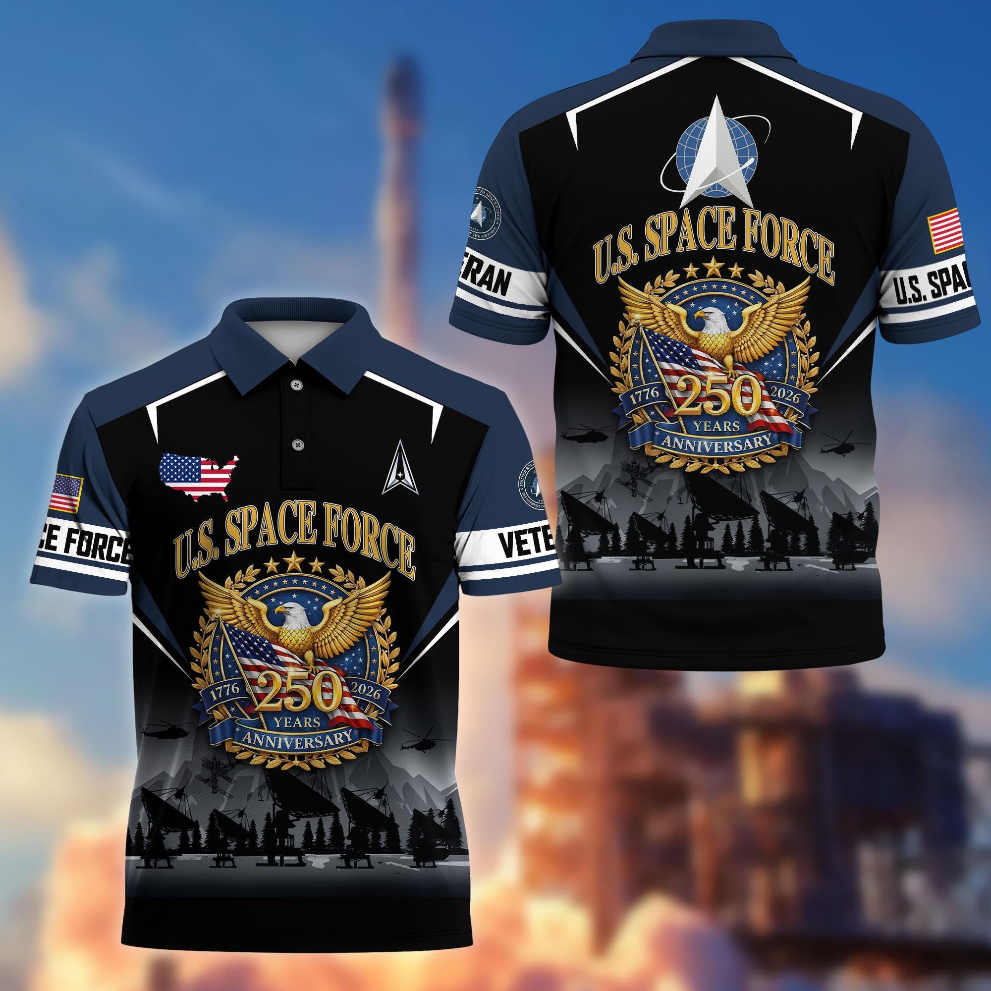 Premium America 250th Anniversary US Veteran Polo Shirt, Gifts for U.S. Veterans, Gifts for Independence Day, Veterans Day