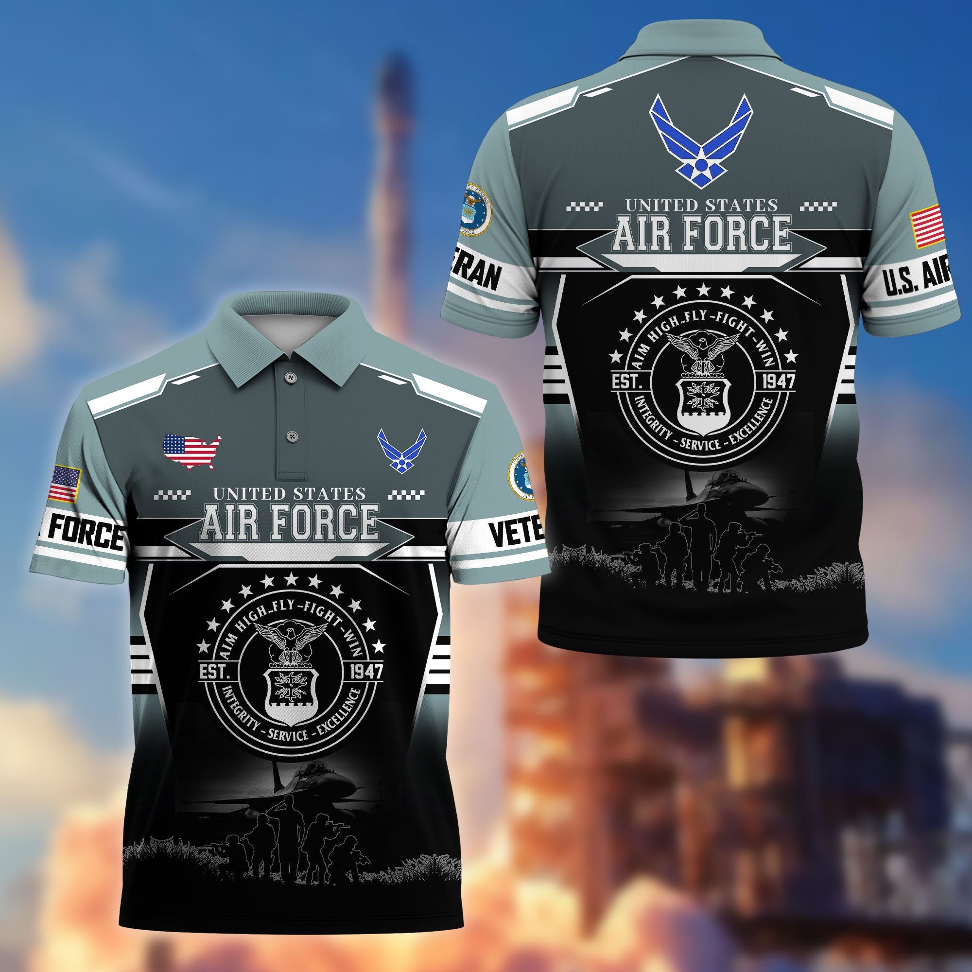 Premium US Veterans Polo Shirt, Gifts For US Veterans, Gifts For Father's Day, Veterans Day.