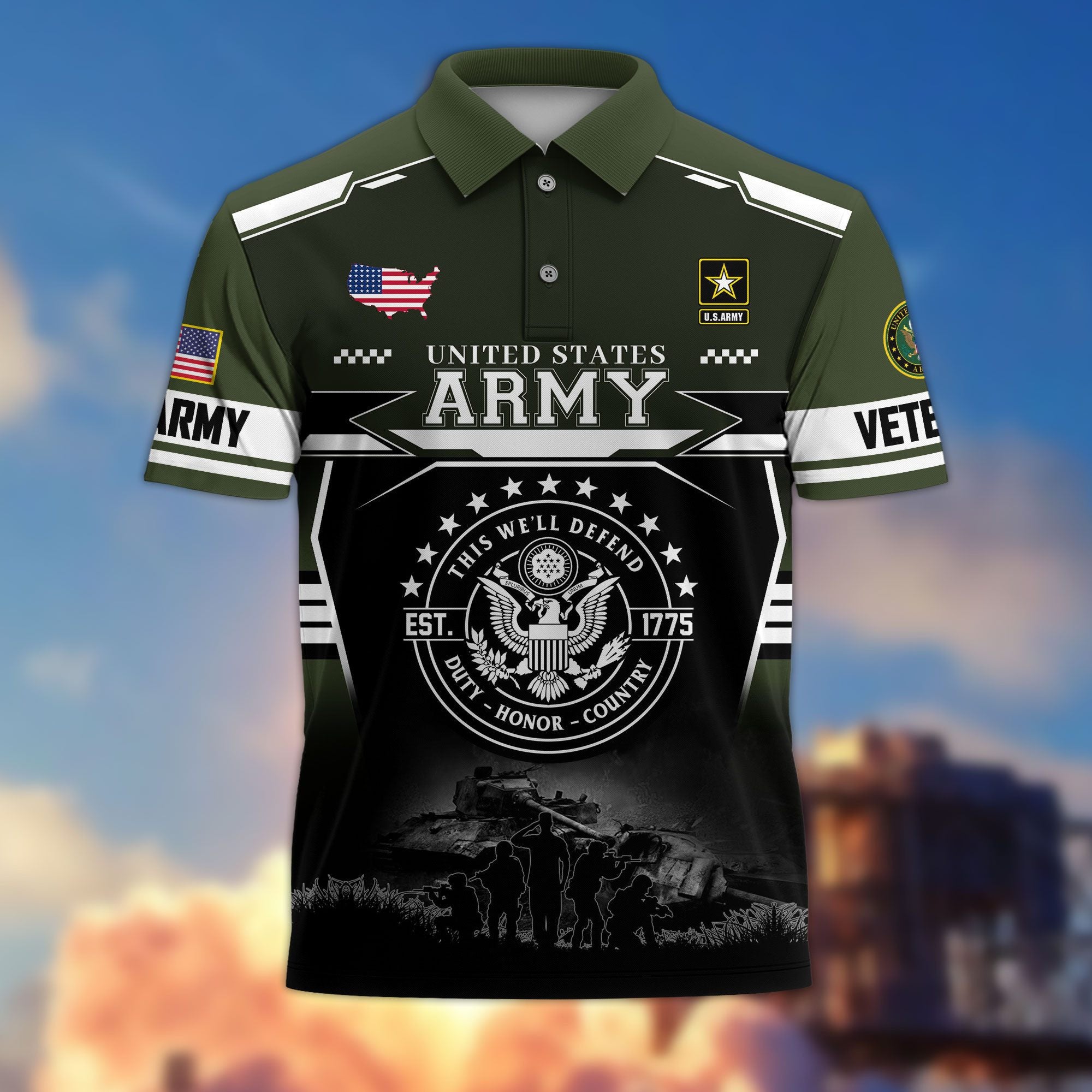 Premium US Veterans Polo Shirt, Gifts For US Veterans, Gifts For Father's Day, Veterans Day.