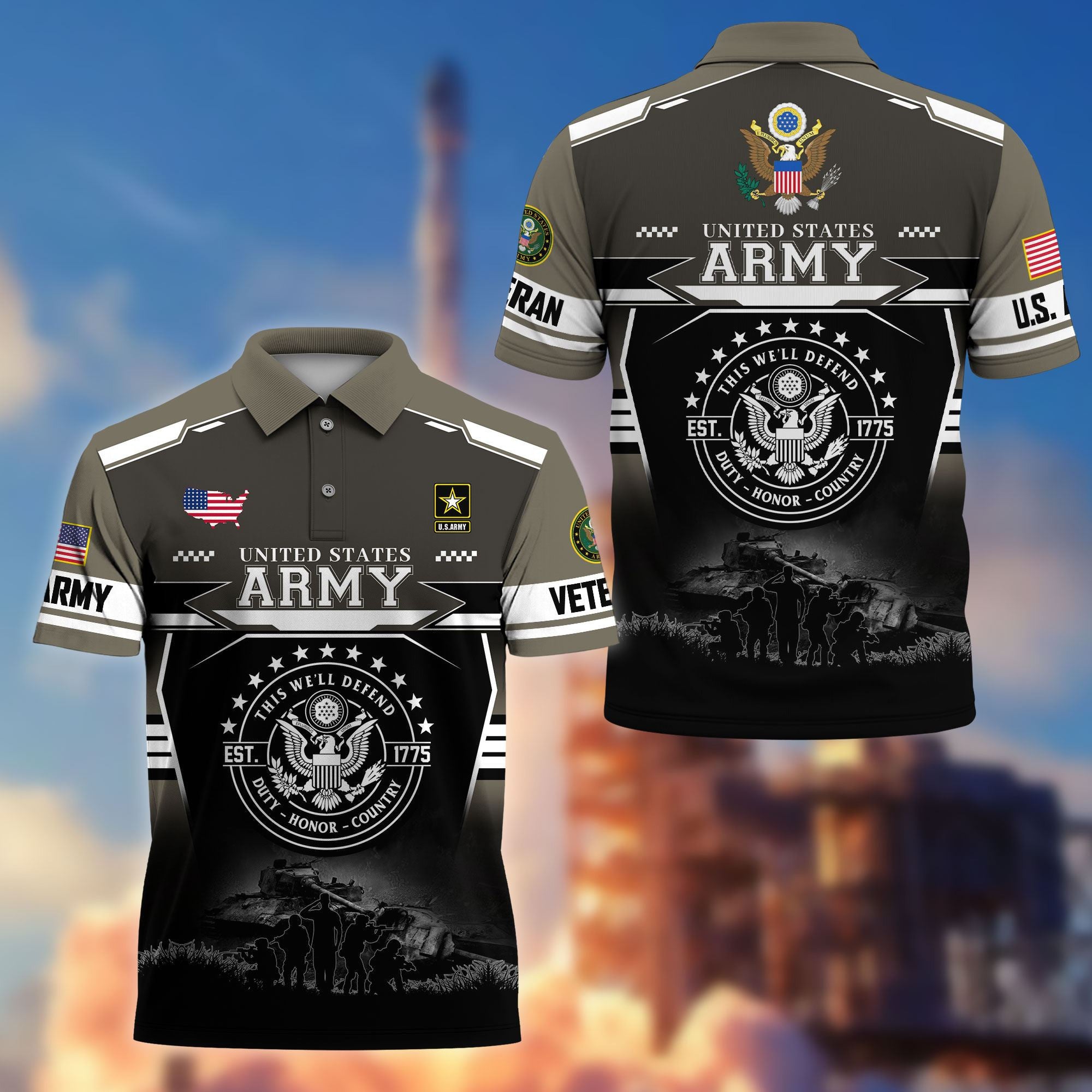 Premium US Veterans Polo Shirt, Gifts For US Veterans, Gifts For Father's Day, Veterans Day.