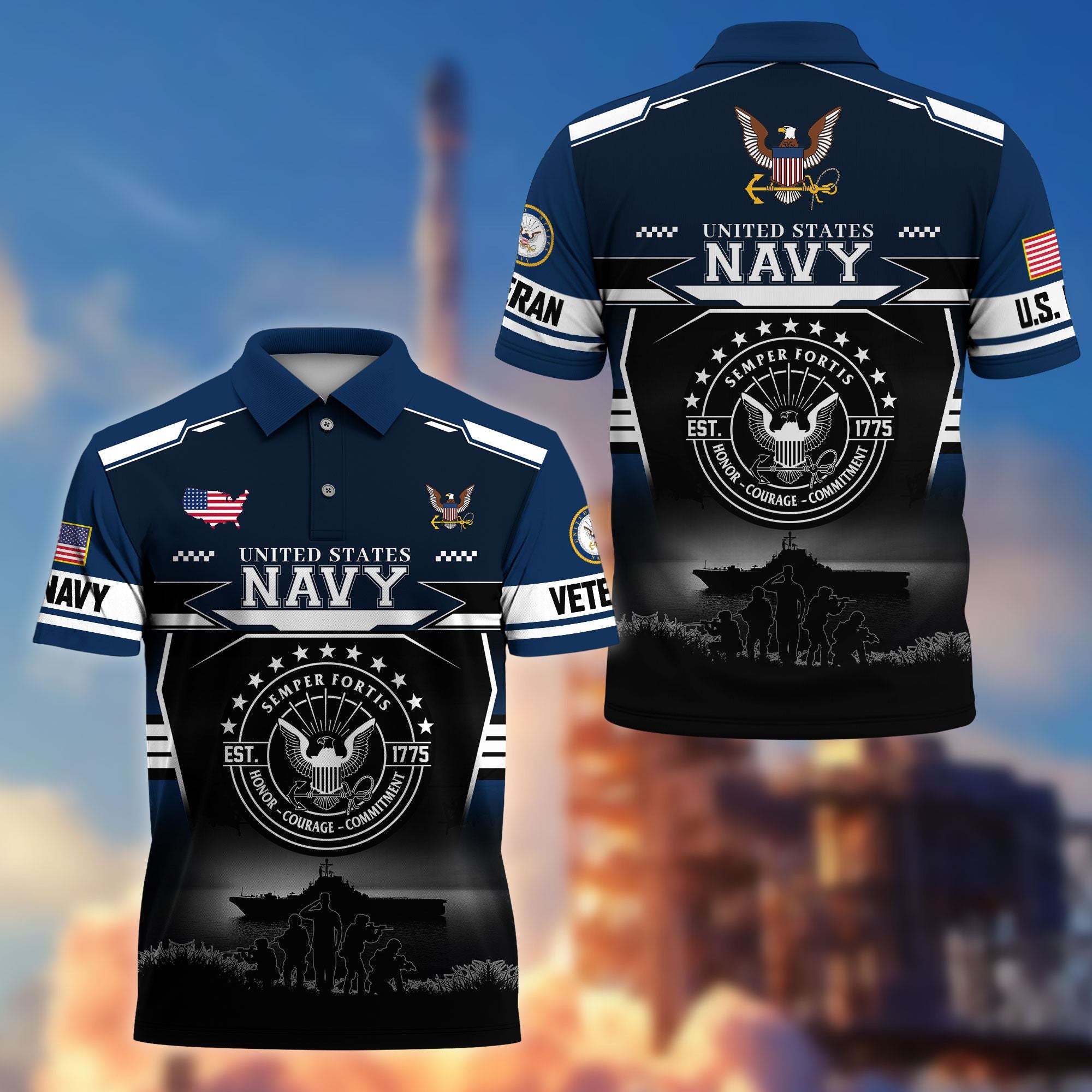 Premium US Veterans Polo Shirt, Gifts For US Veterans, Gifts For Father's Day, Veterans Day.