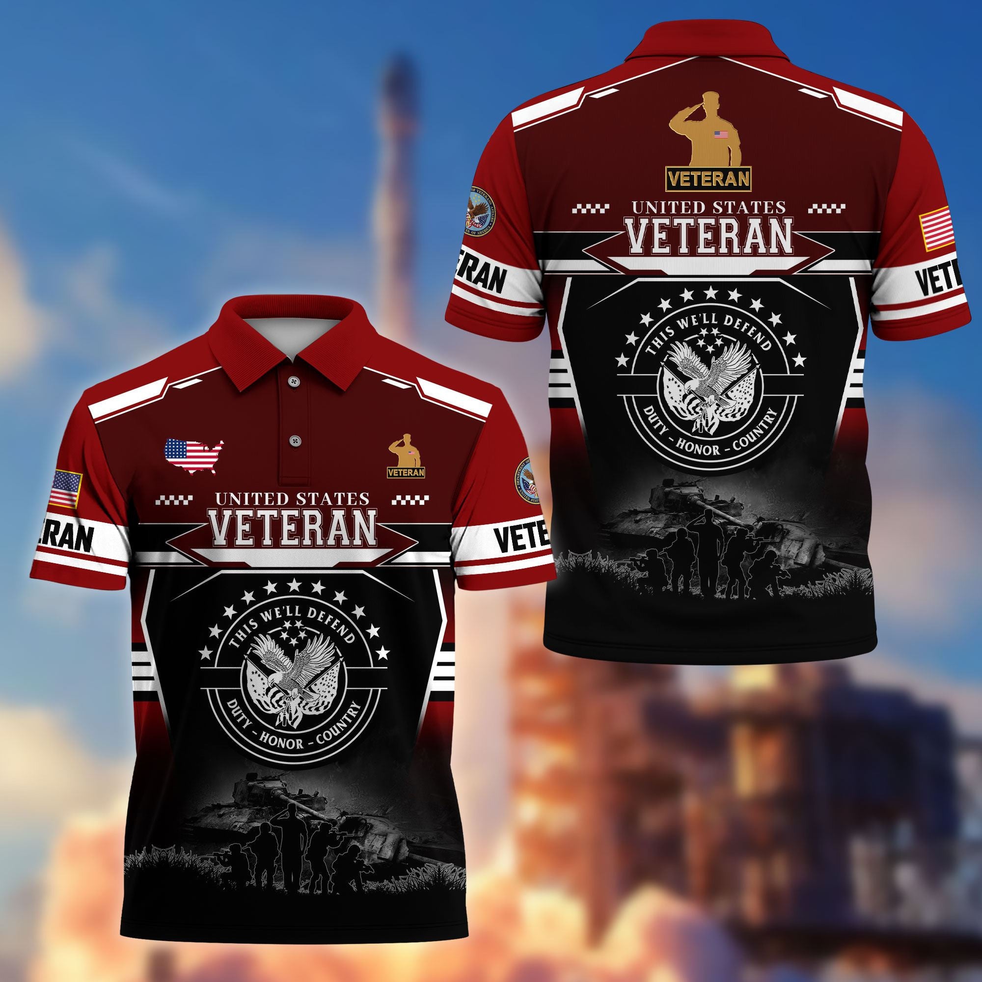 Premium US Veterans Polo Shirt, Gifts For US Veterans, Gifts For Father's Day, Veterans Day.