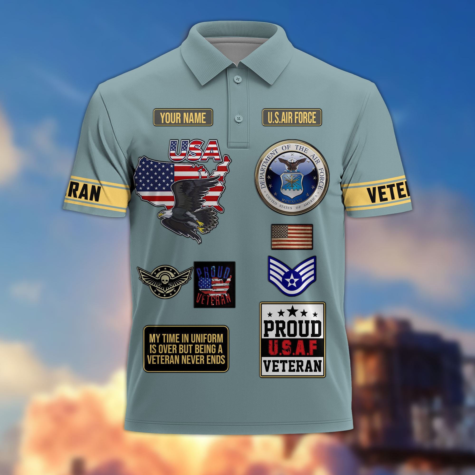 Premium US Veterans Custom Polo Shirt, Gifts For US Veterans, Gifts For Father's Day, Veterans Day.