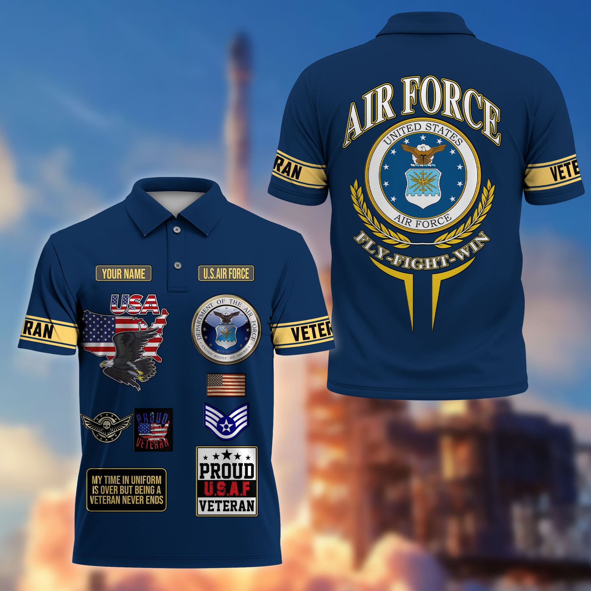 Premium US Veterans Custom Polo Shirt, Gifts For US Veterans, Gifts For Father's Day, Veterans Day.
