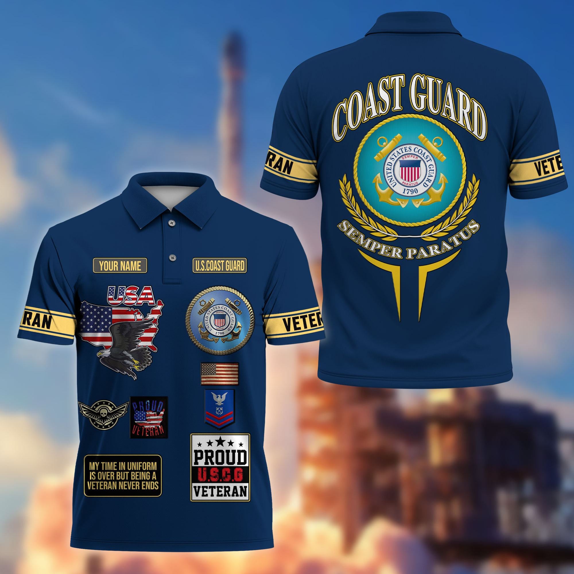 Premium US Veterans Custom Polo Shirt, Gifts For US Veterans, Gifts For Father's Day, Veterans Day.