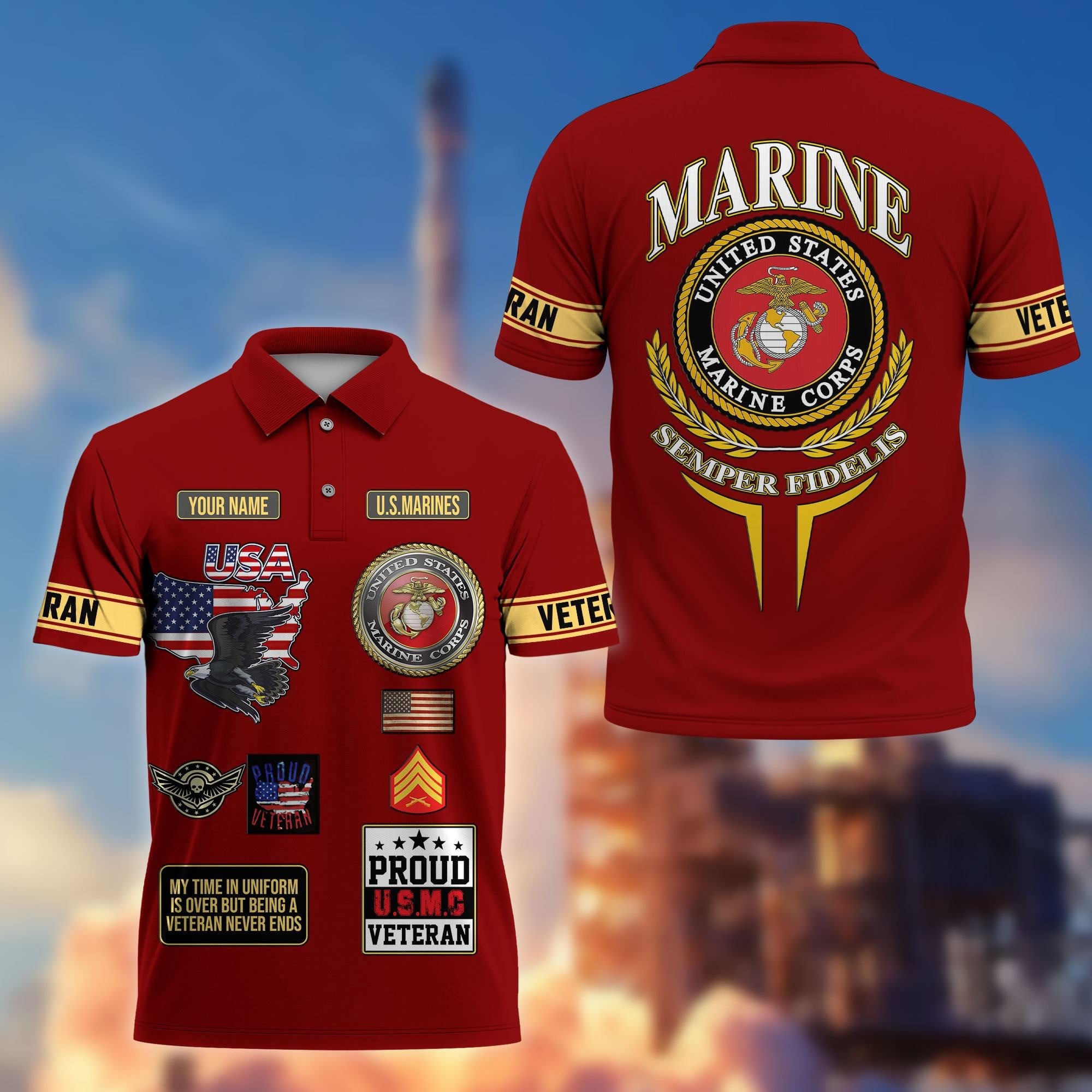 Premium US Veterans Custom Polo Shirt, Gifts For US Veterans, Gifts For Father's Day, Veterans Day.