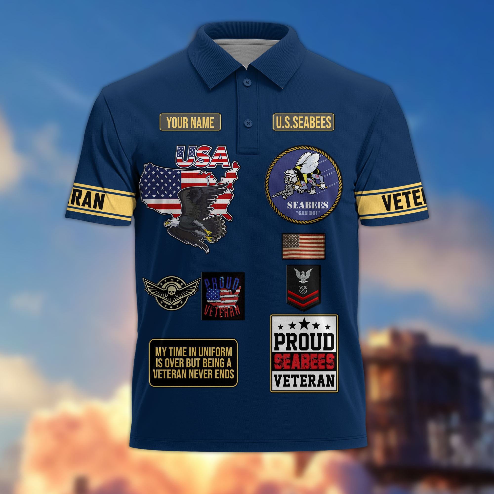 Premium US Veterans Custom Polo Shirt, Gifts For US Veterans, Gifts For Father's Day, Veterans Day.