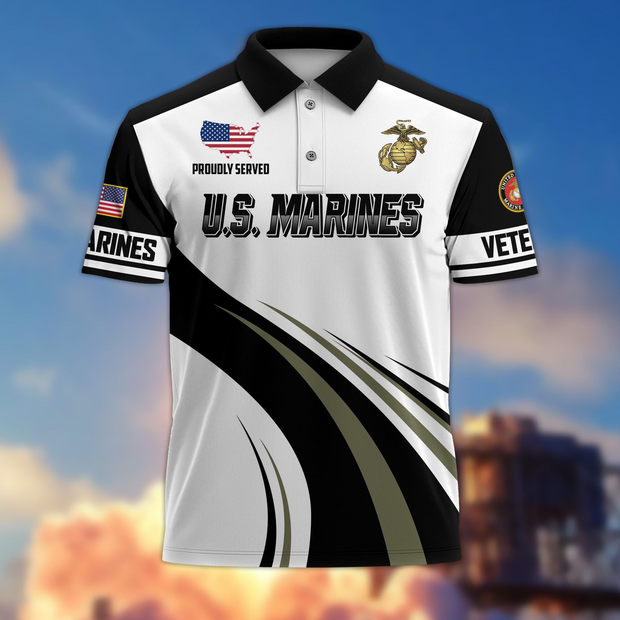 Premium US Veterans Polo Shirt, Gifts For US Veterans, Gifts On Father's Day, Veterans Day.