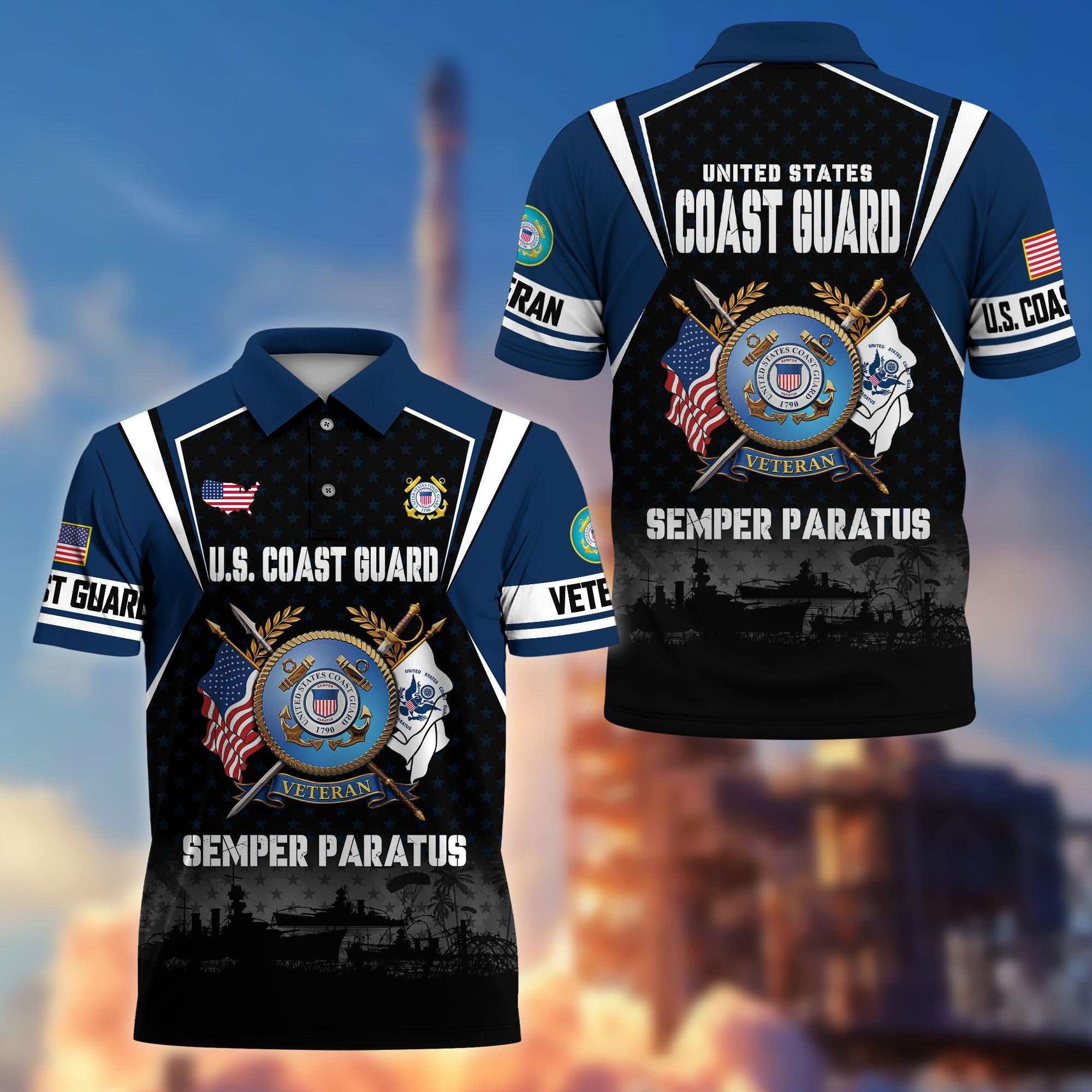 Premium US Veterans Polo Shirt, Gifts For US Veterans, Gifts On Father's Day, Veterans Day.